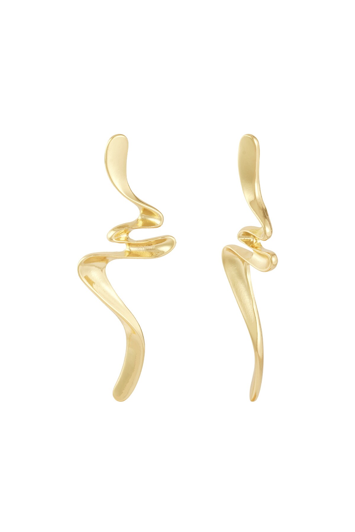 Long Swirl earrings - Gold color h5 