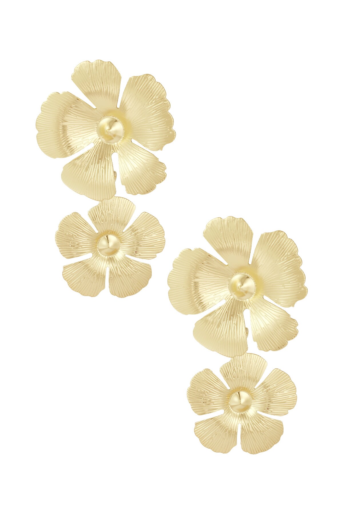 Twin Flower earrings - Gold color h5 