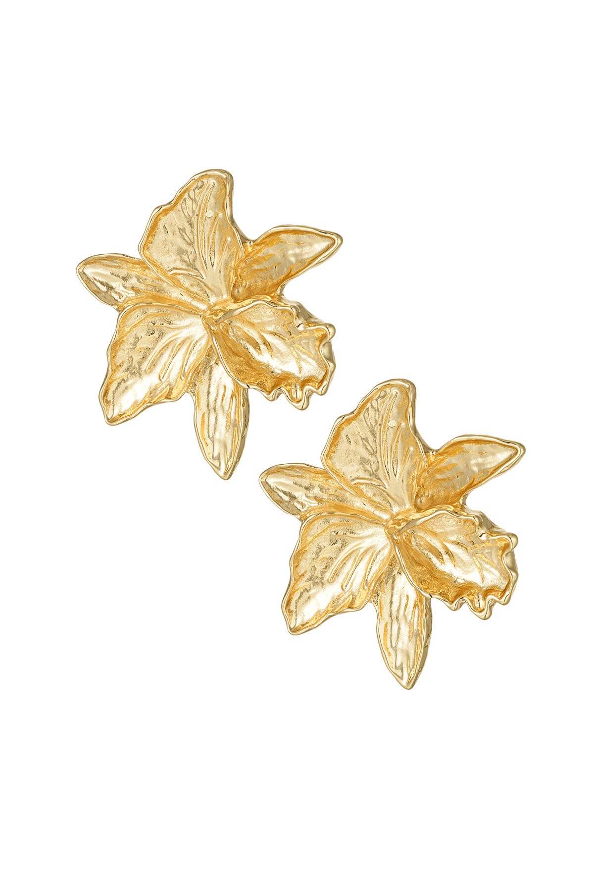 Funky flower earrings - Gold color 