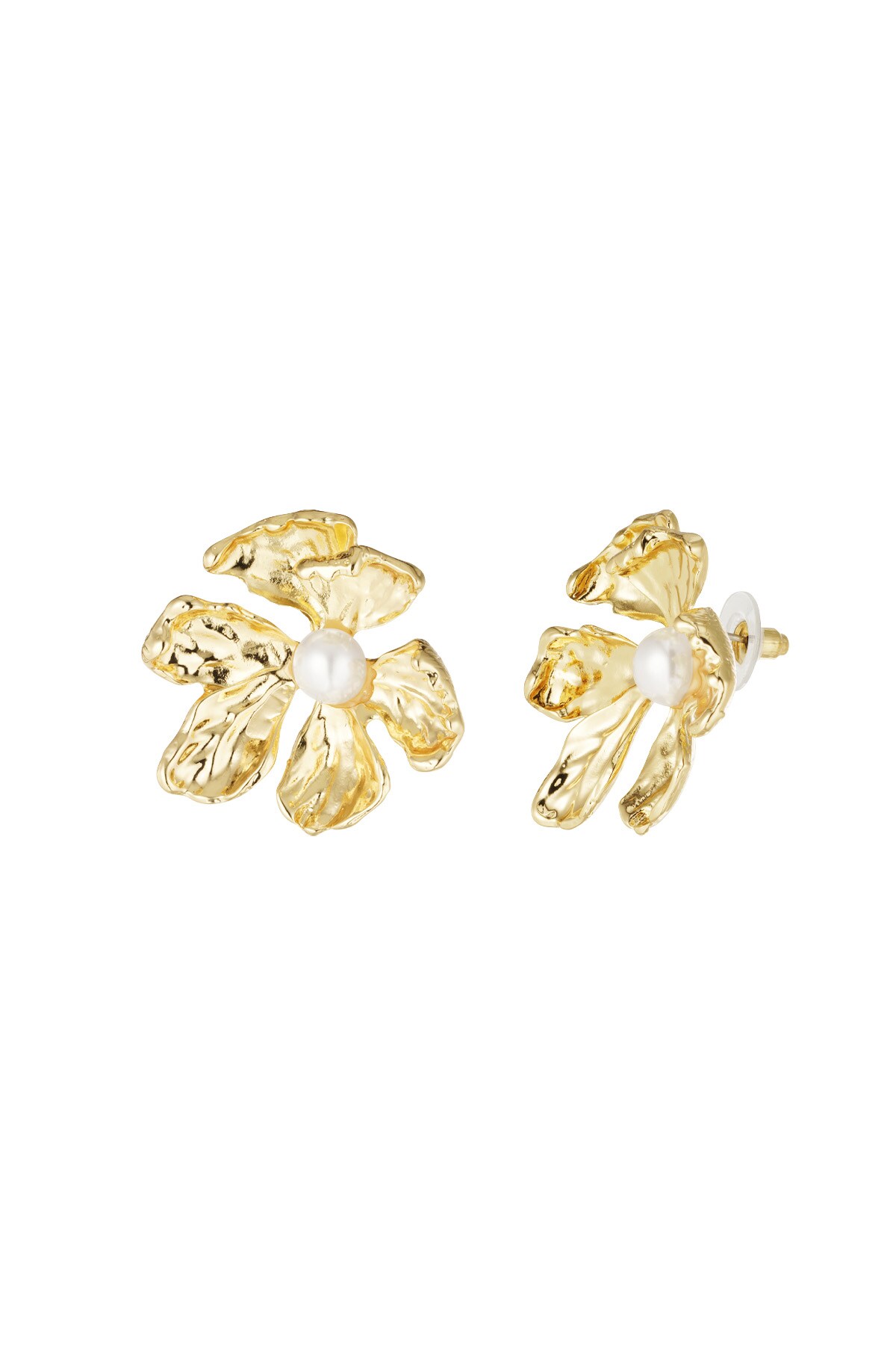 Pearl flower earrings - Gold color h5 