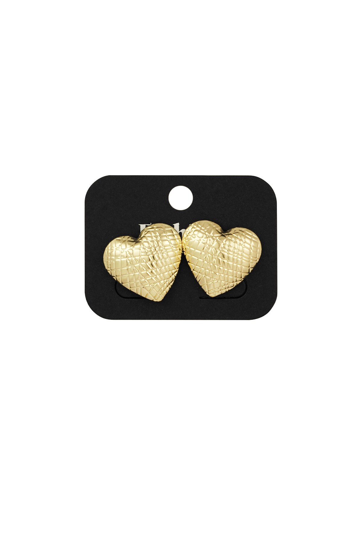 Textured heart earrings - Gold color h5 Picture3