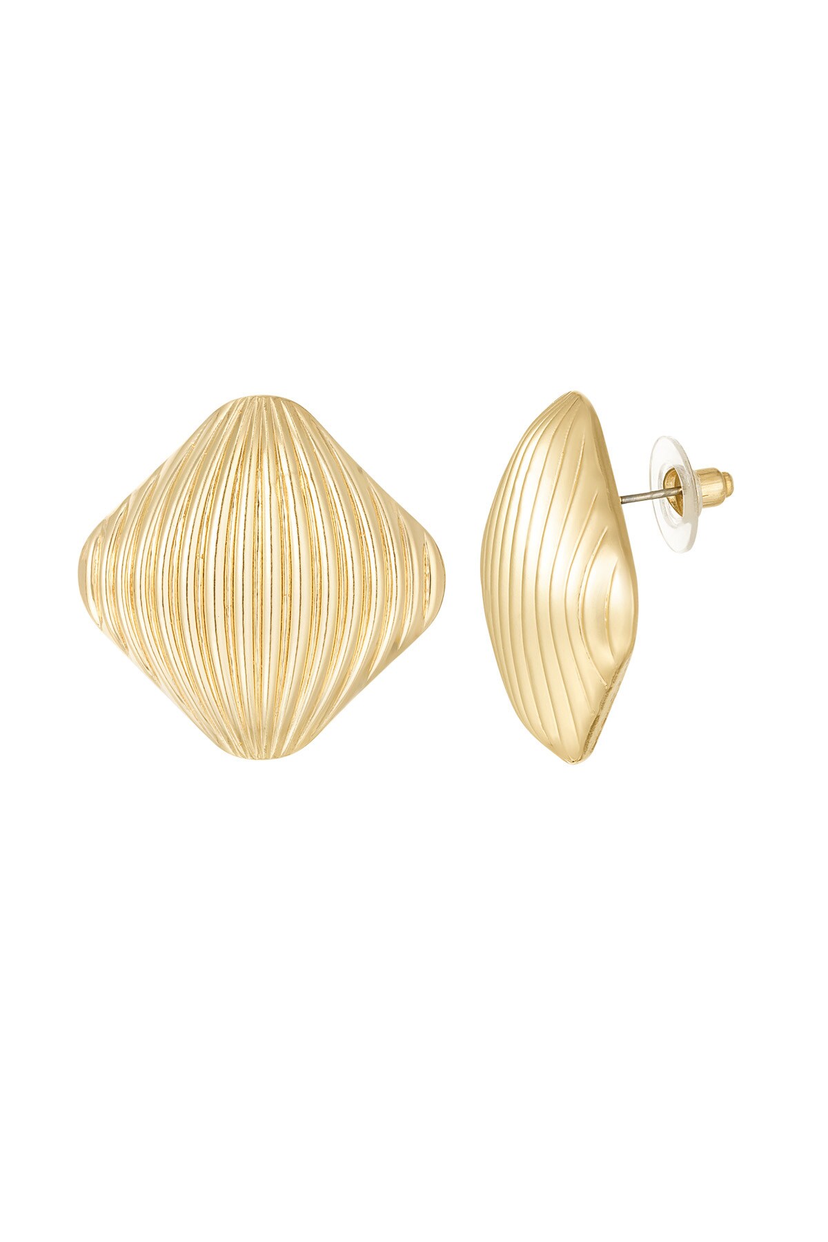 Etched relief earrings - Gold color h5 