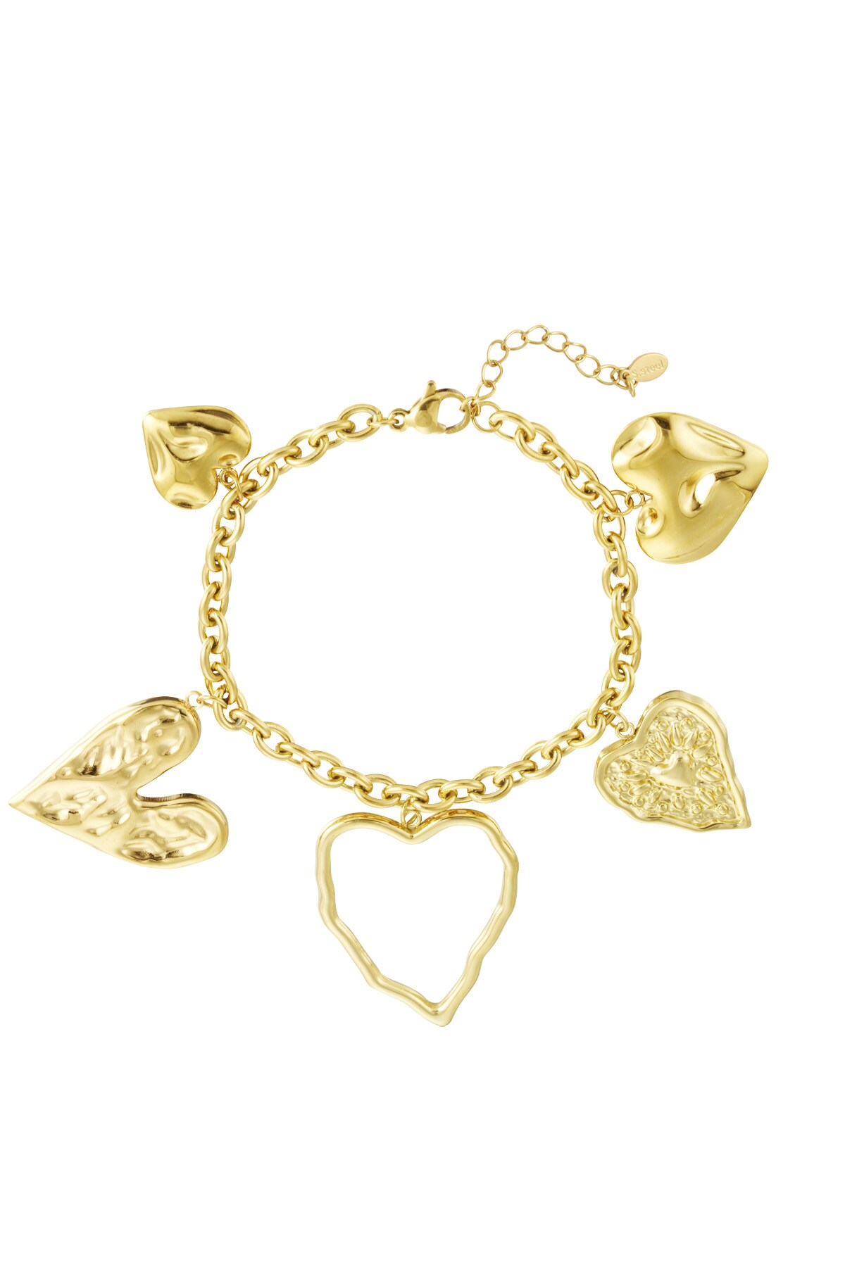 Heartful statement bracelet - Gold color h5 