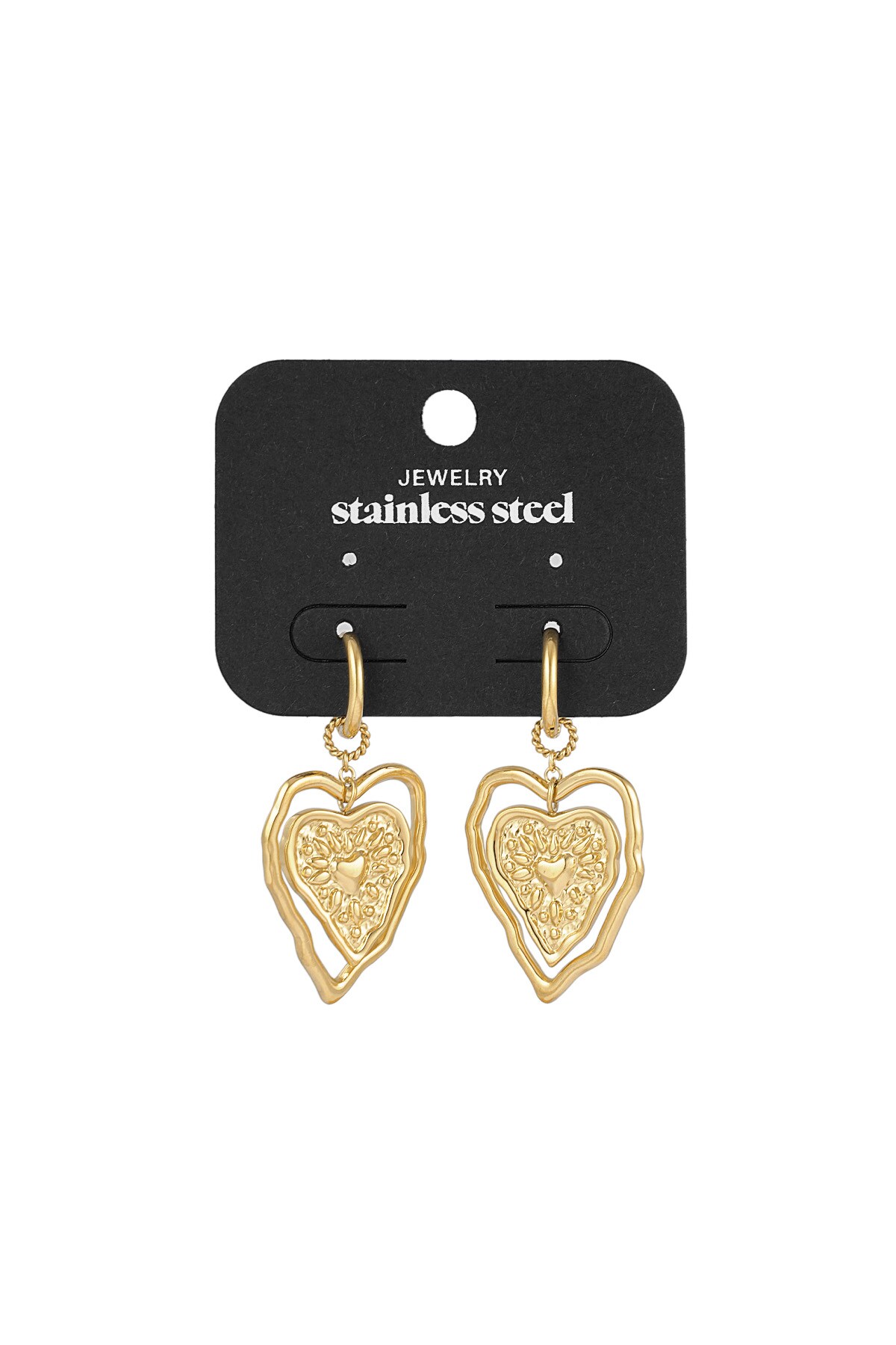 Exceptional heart earrings - Gold color Picture3