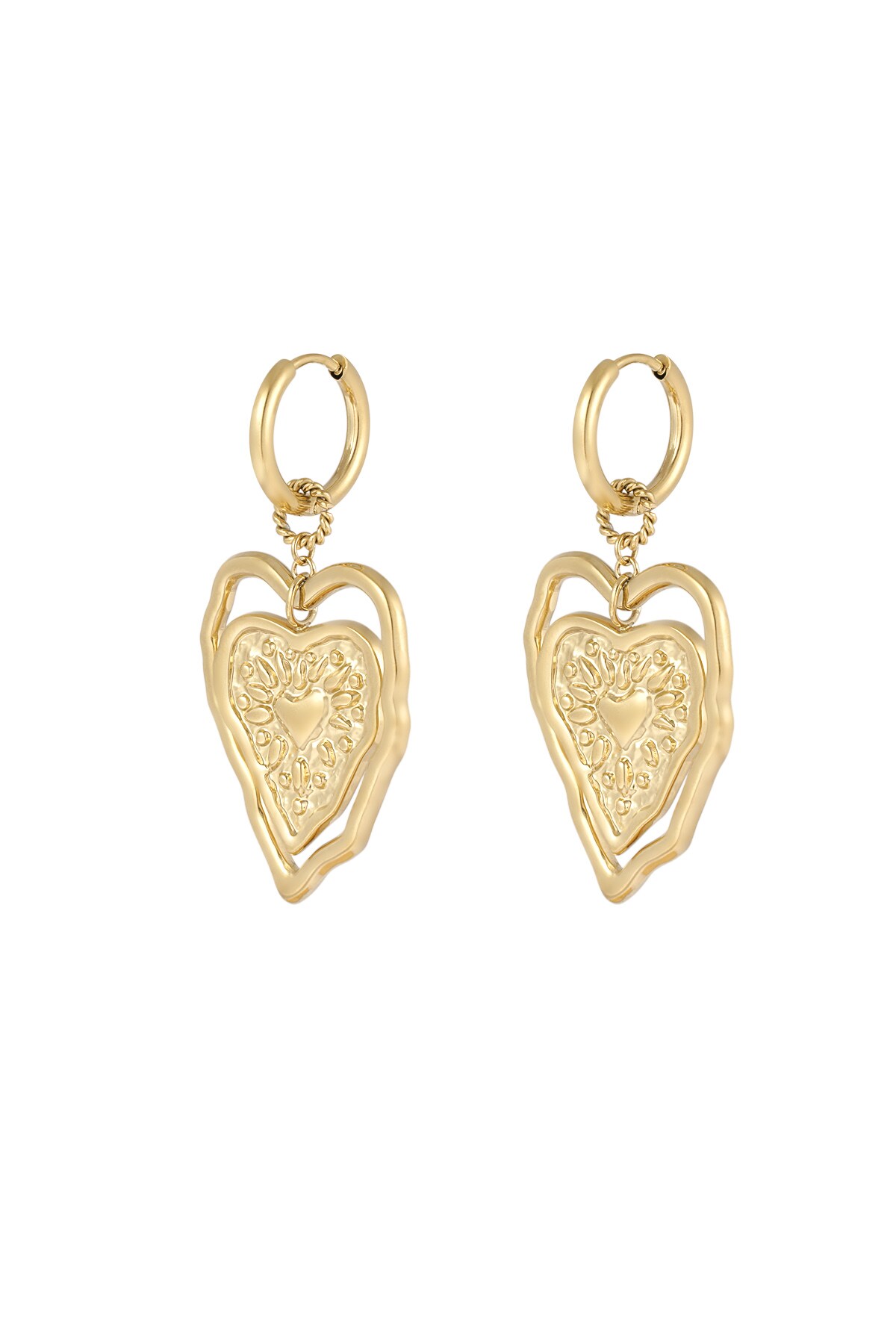 Exceptional heart earrings - Gold color h5 