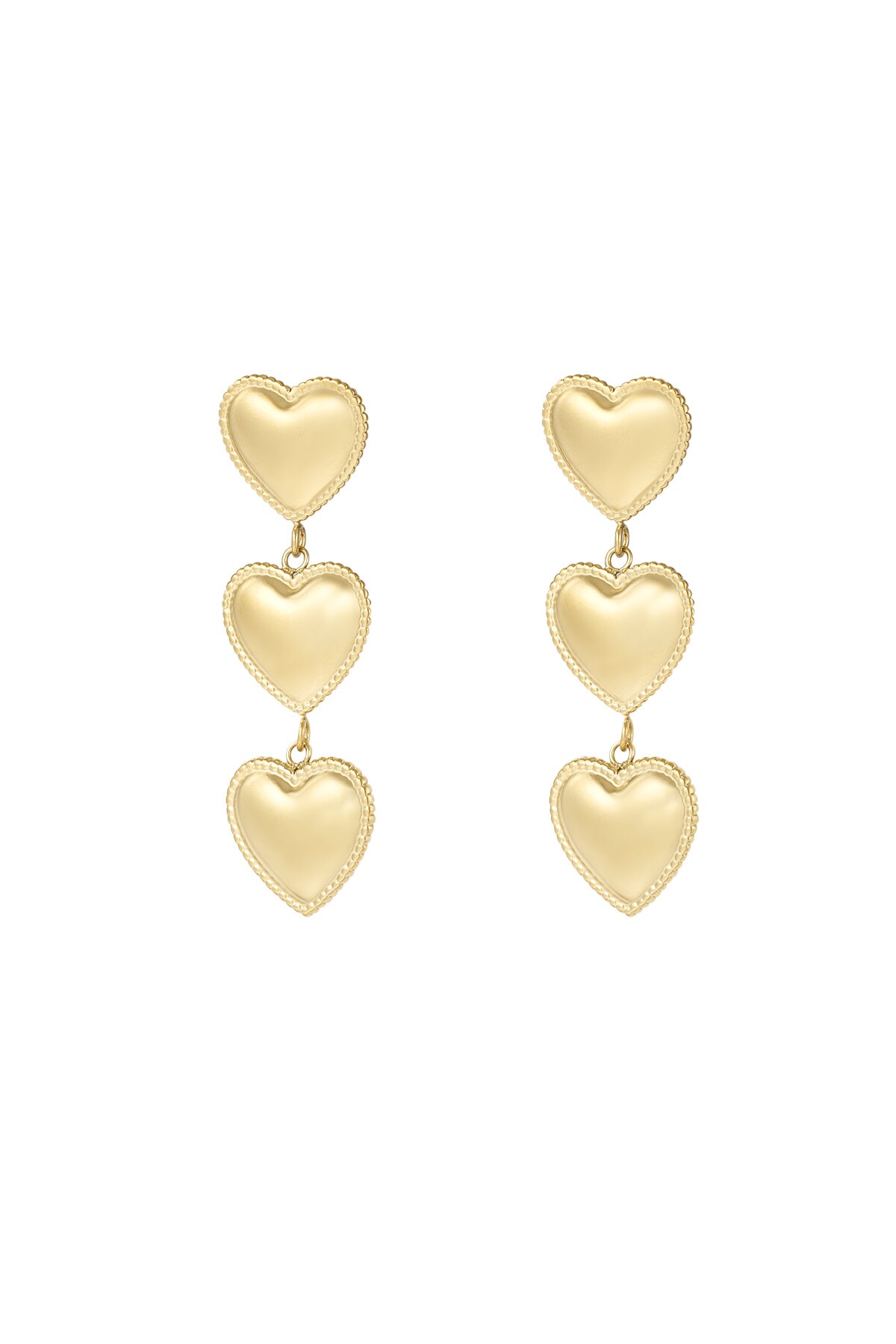 Stack of hearts earrings - Gold color h5 