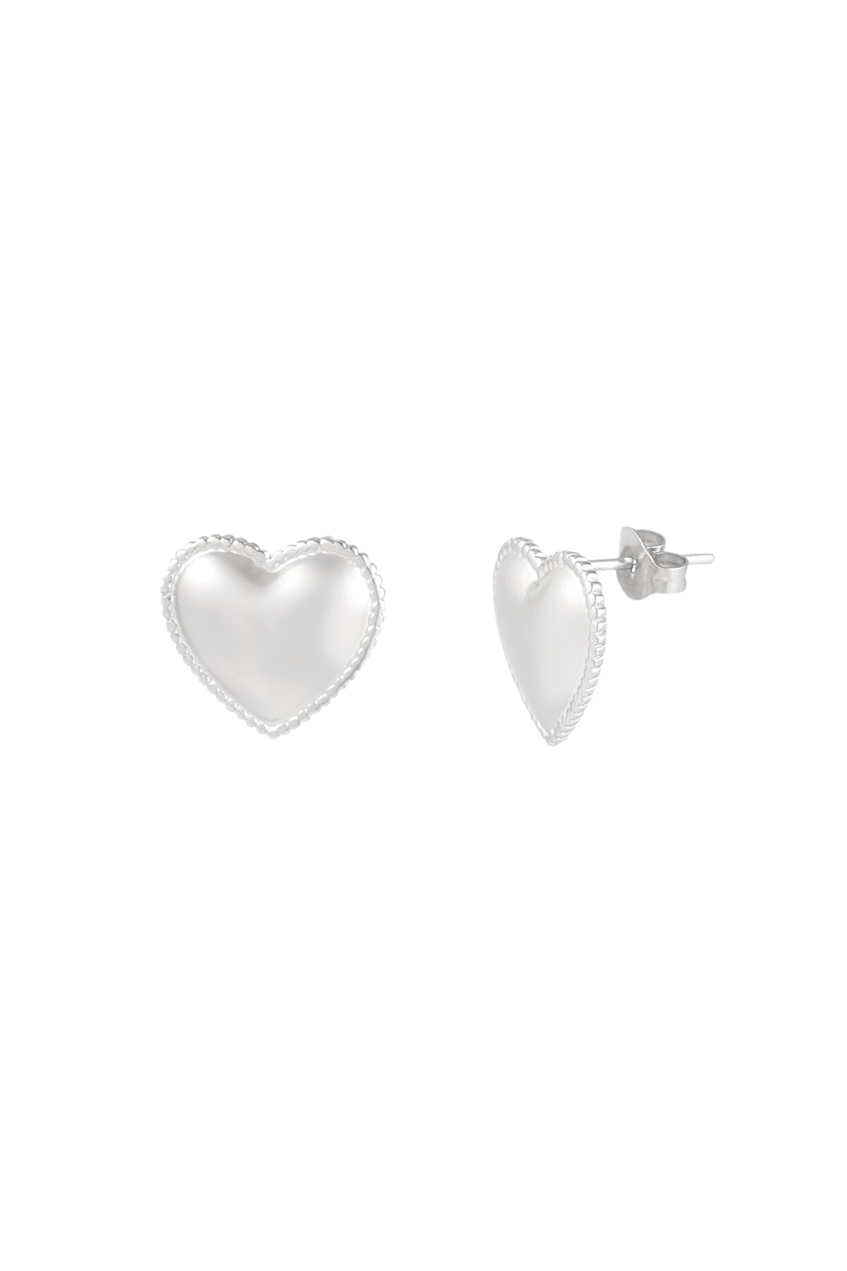 Small Heart studs earrings - Silver color h5 