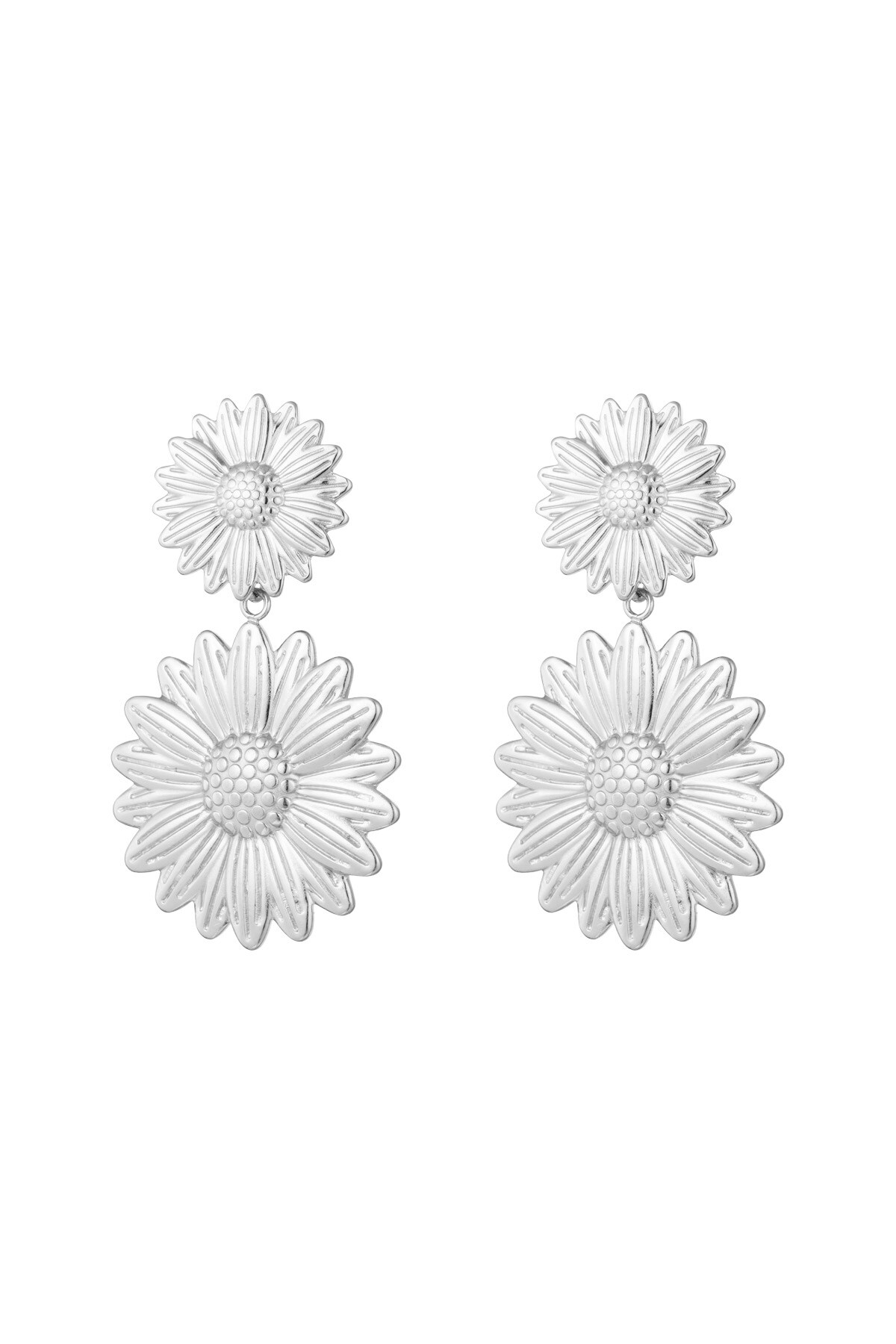 Happy Sunflower earrings - Silver color h5 