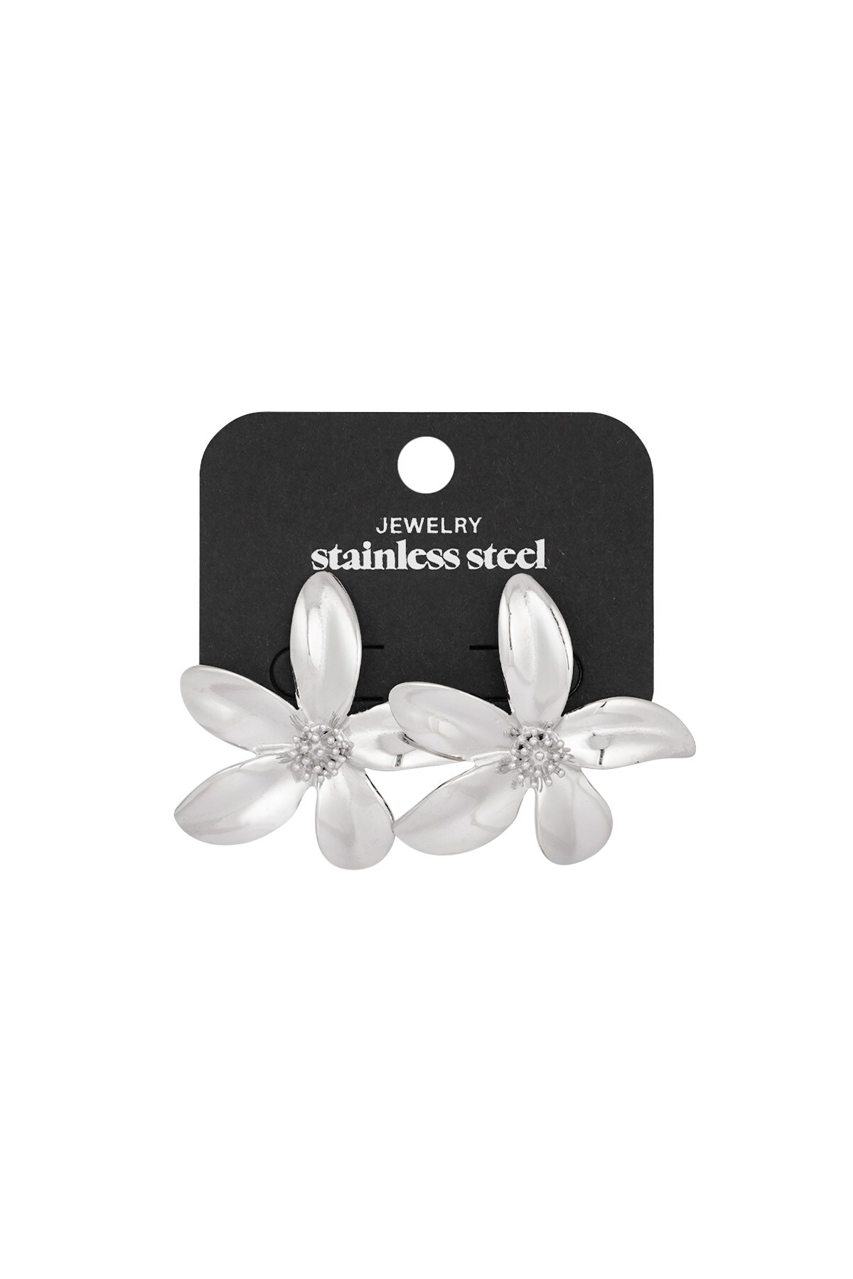 Earrings flower fusion - Silver color h5 Picture3