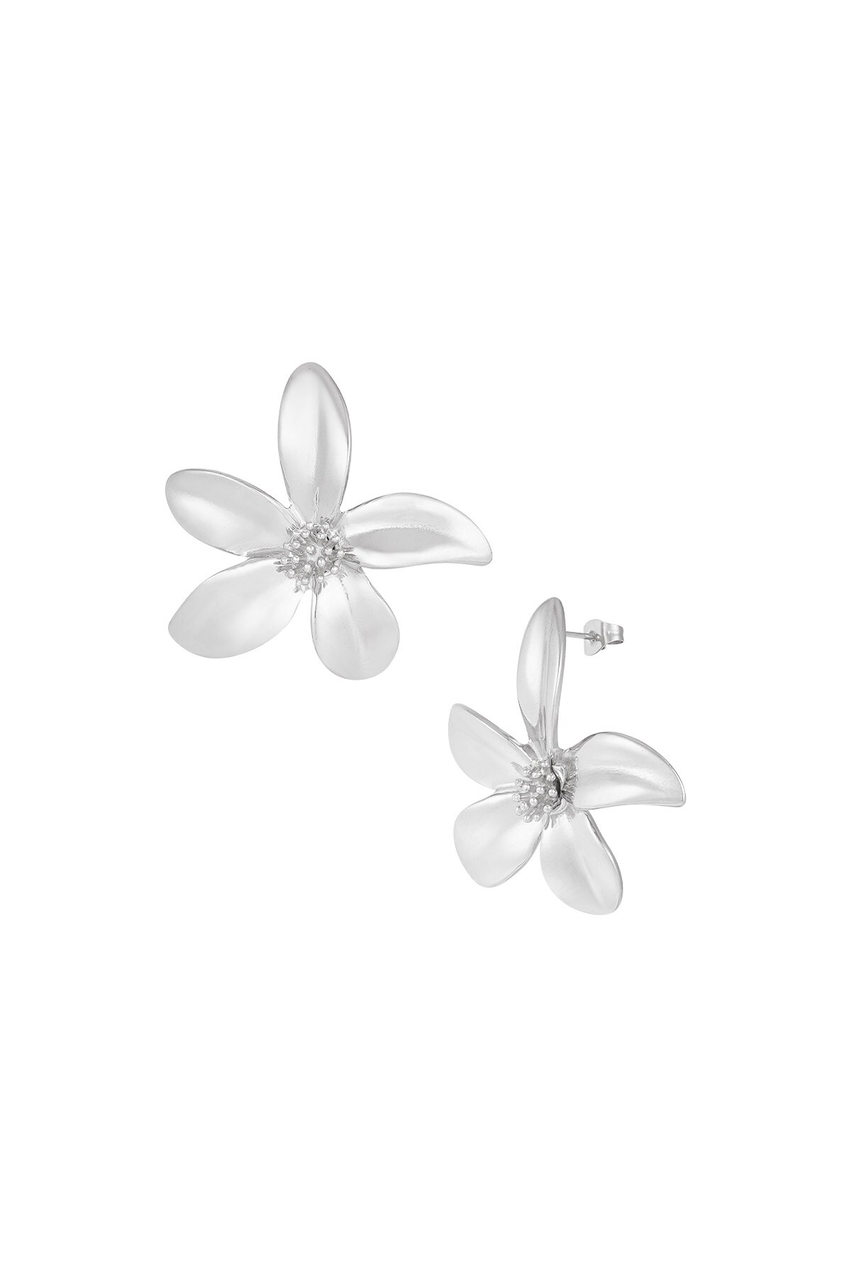 Earrings flower fusion - Silver color h5 