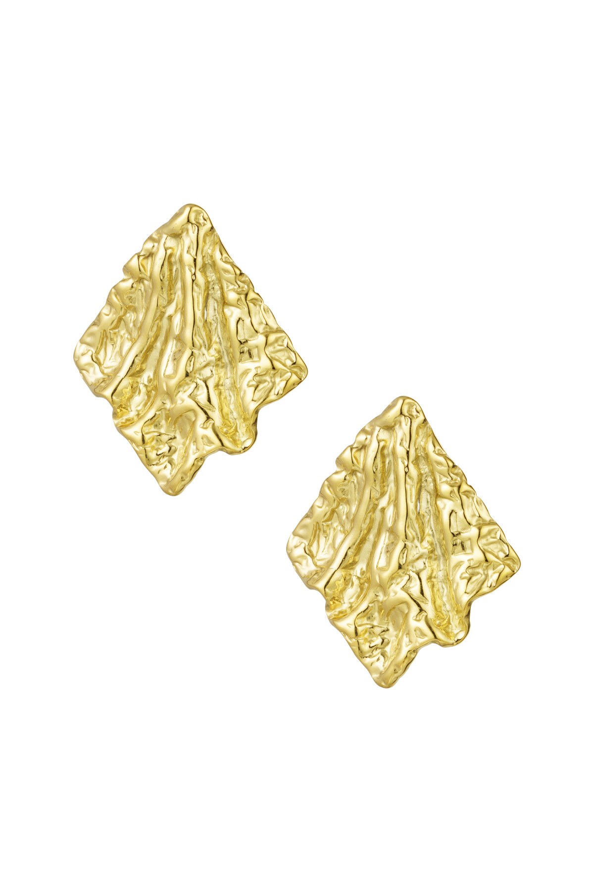 Textured Statement earrings - Gold color h5 