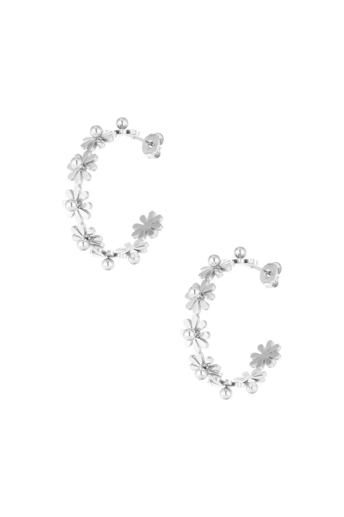 Earrings floral finesse - Silver color h5 