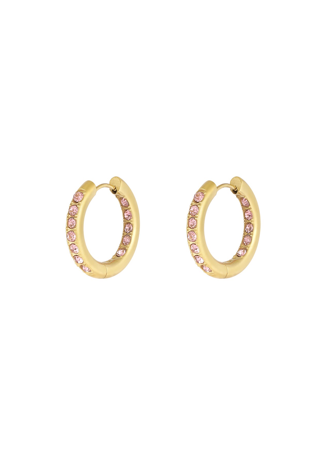 Delicate gem earrings - pink & gold h5 