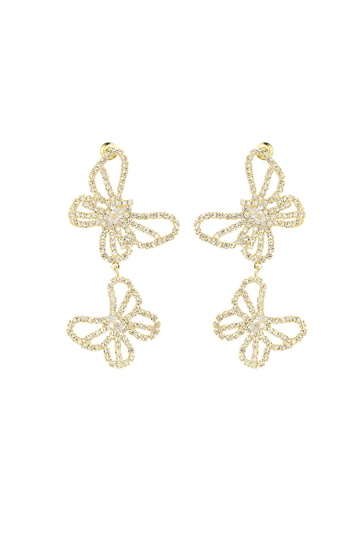 Butterfly sparkle earrings - Gold color h5 Picture3