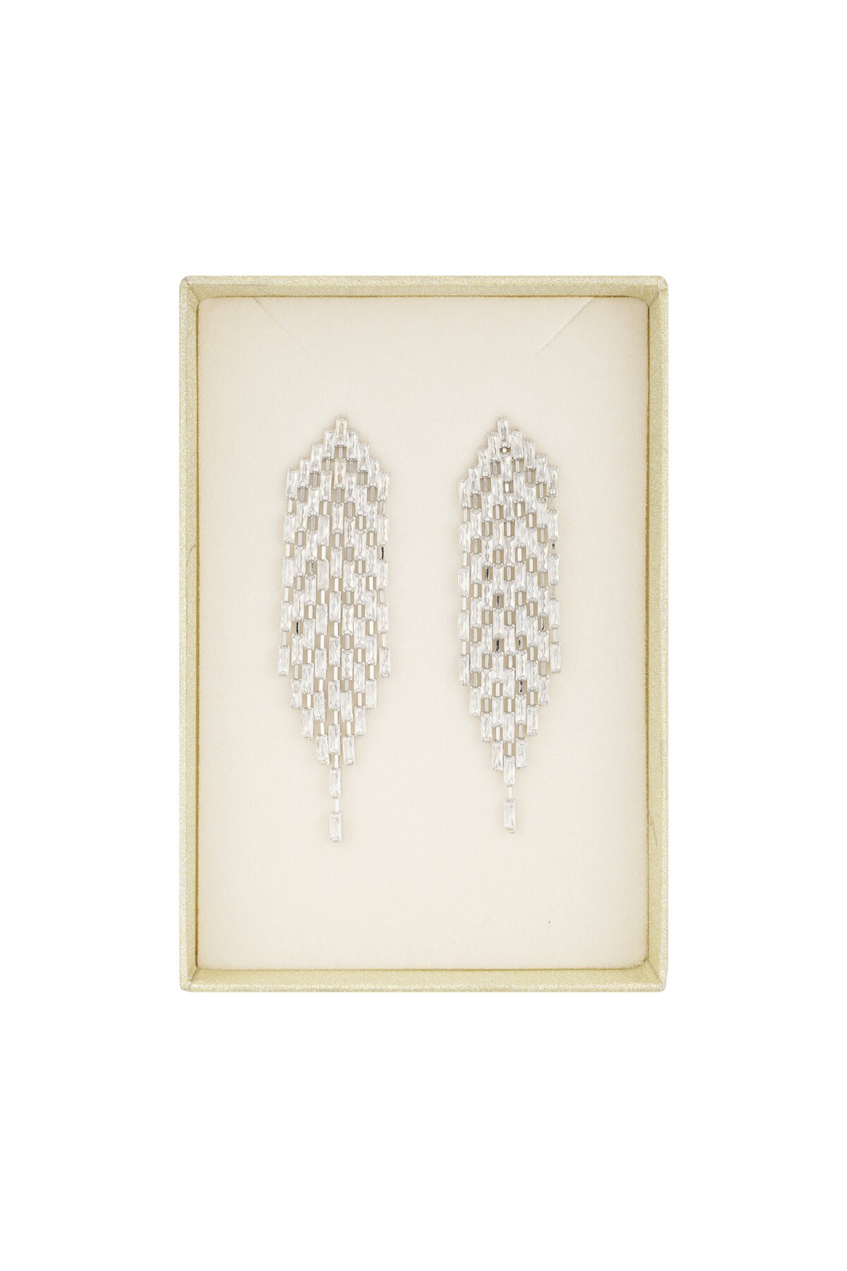 Beaded statement earrings - Silver color h5 