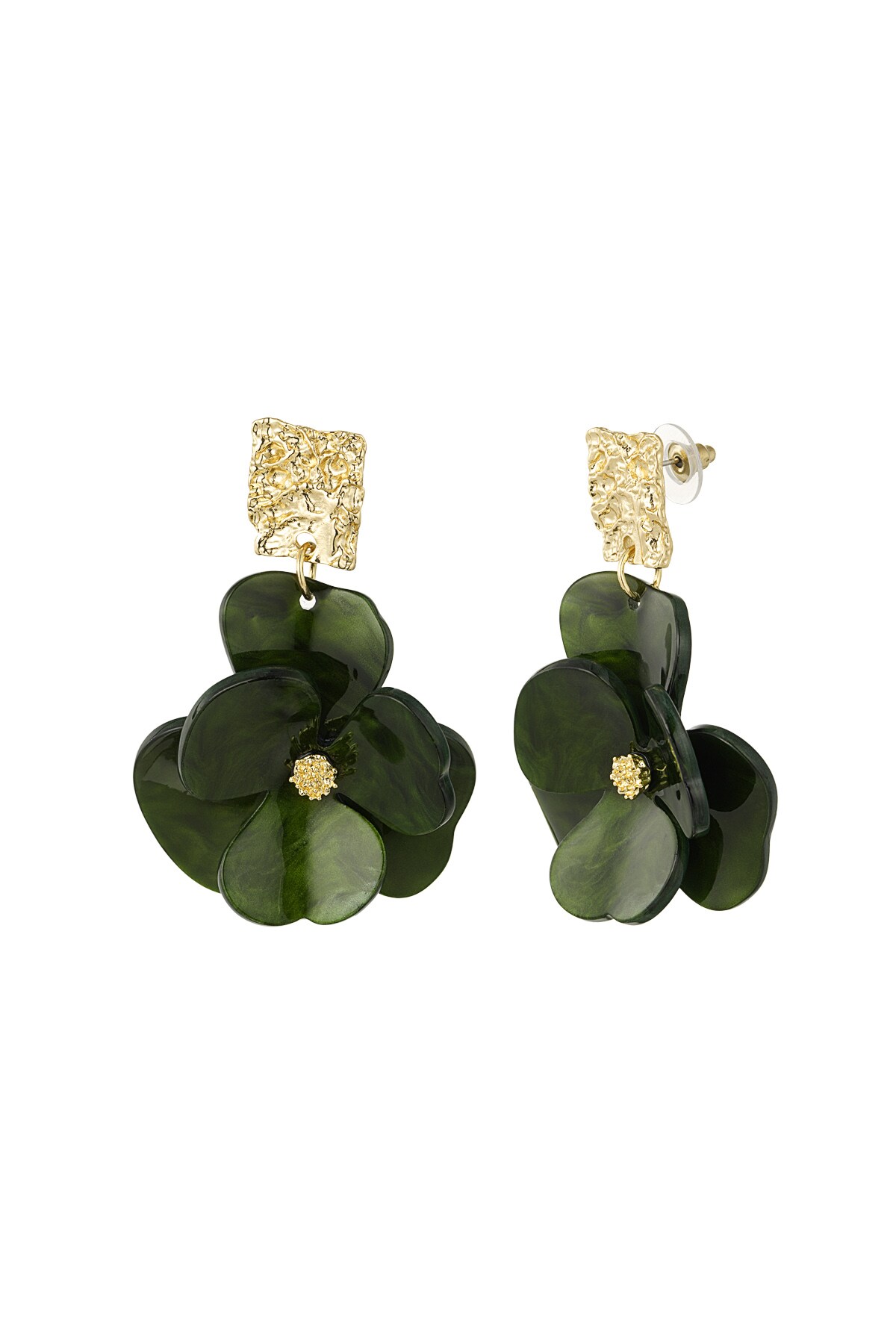 Earrings flower magic - green gold h5 