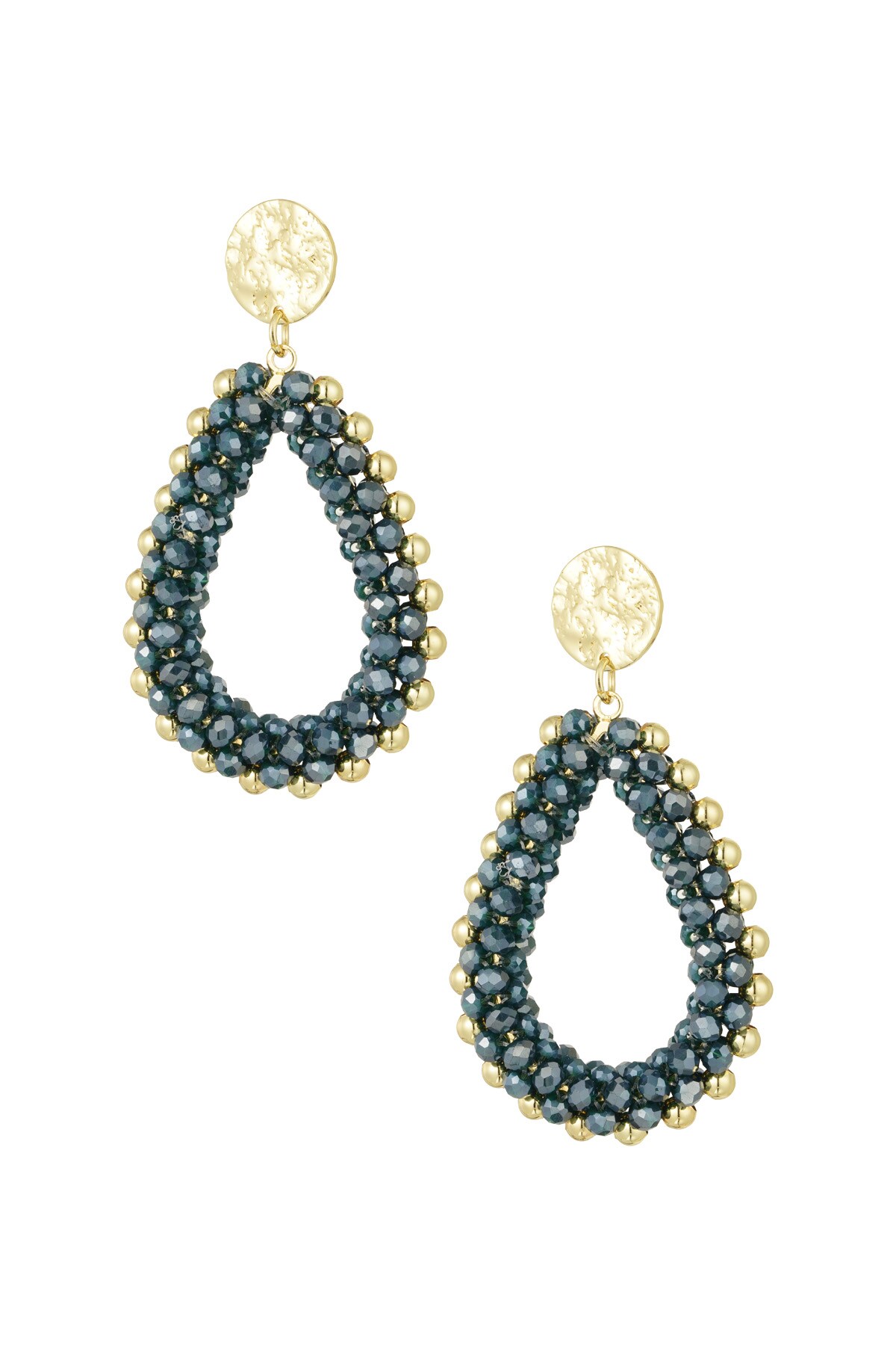 Bead drop earrings - dark blue 