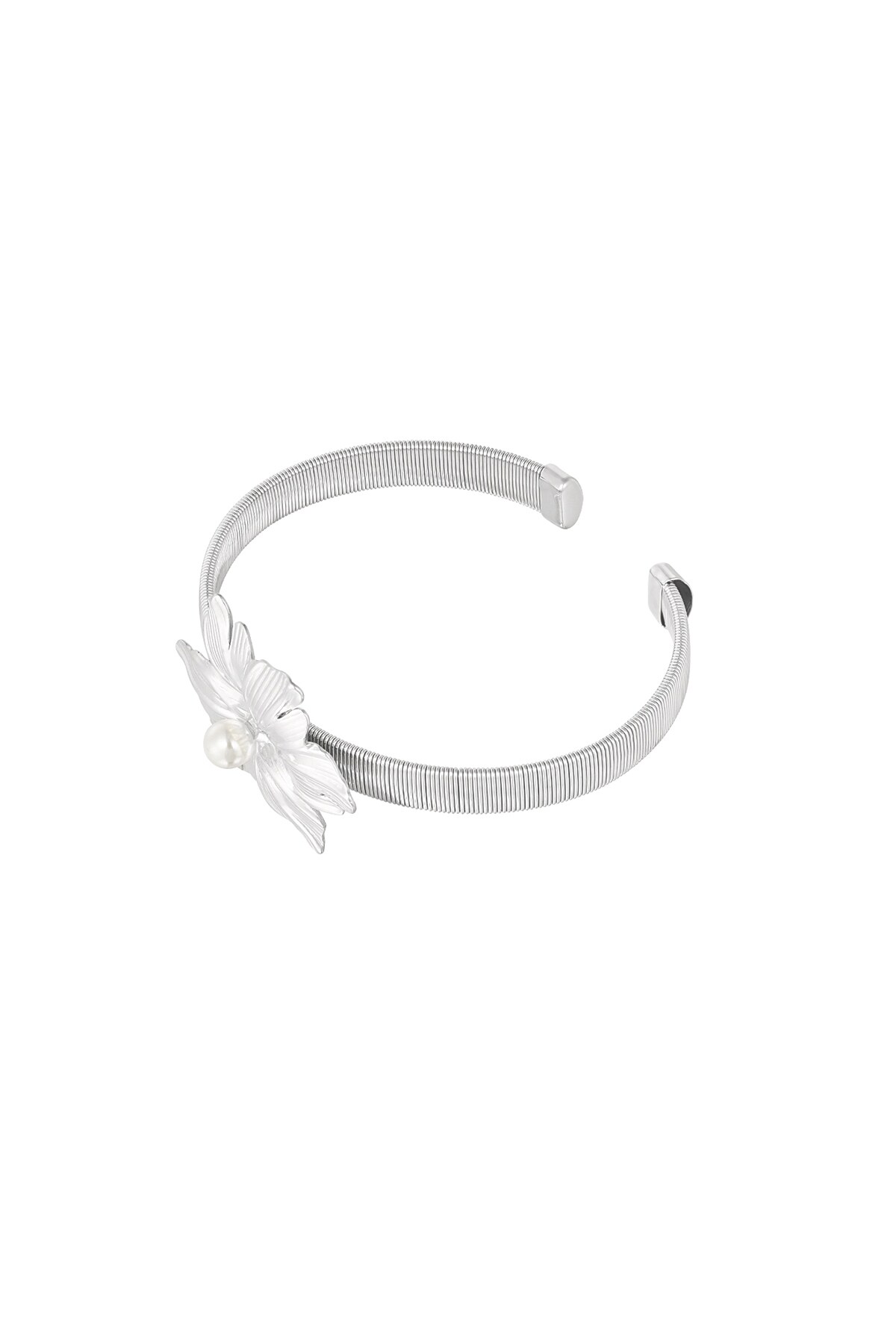 Blooming Flower bangle bracelet - Silver color h5 Picture3