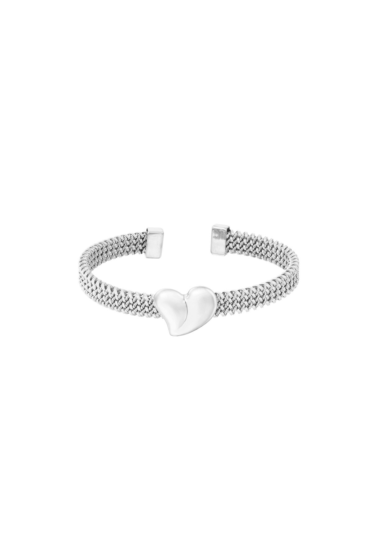 Bangle bracelet heart - Silver color h5 