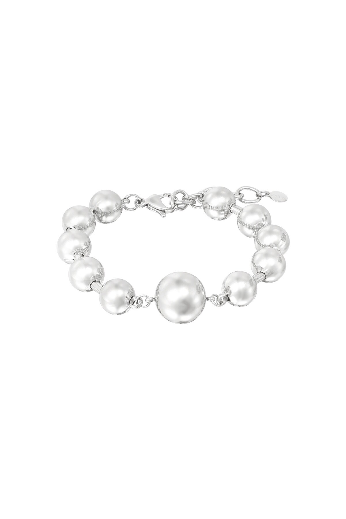 Statement Bead bracelet - Silver color h5 