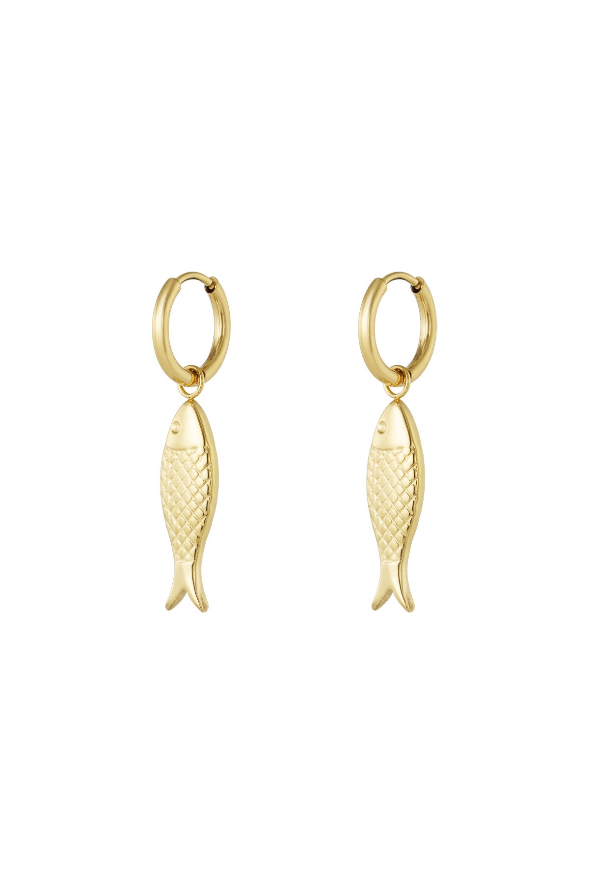 Fish charm earrings - Gold color h5 