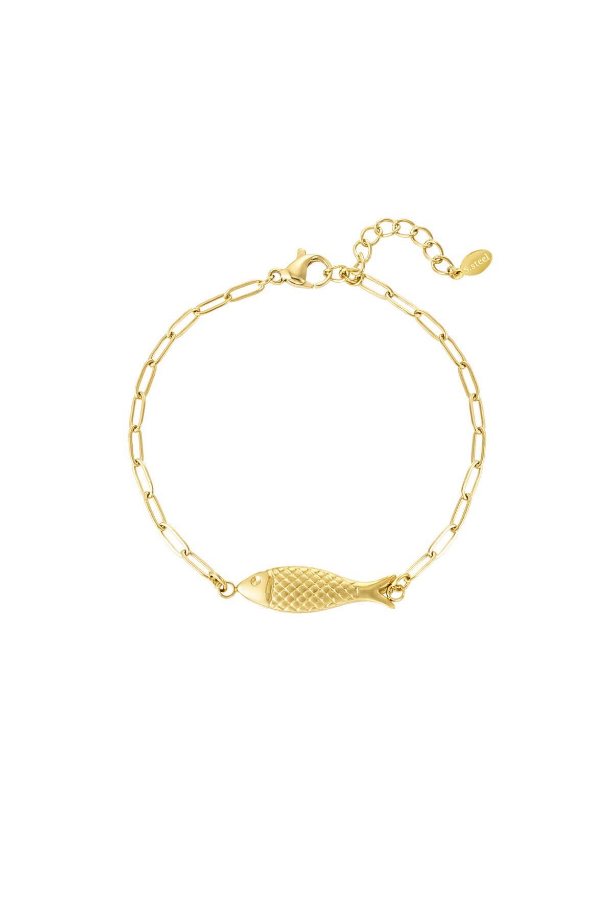 Fish charm bracelet - Gold color h5 