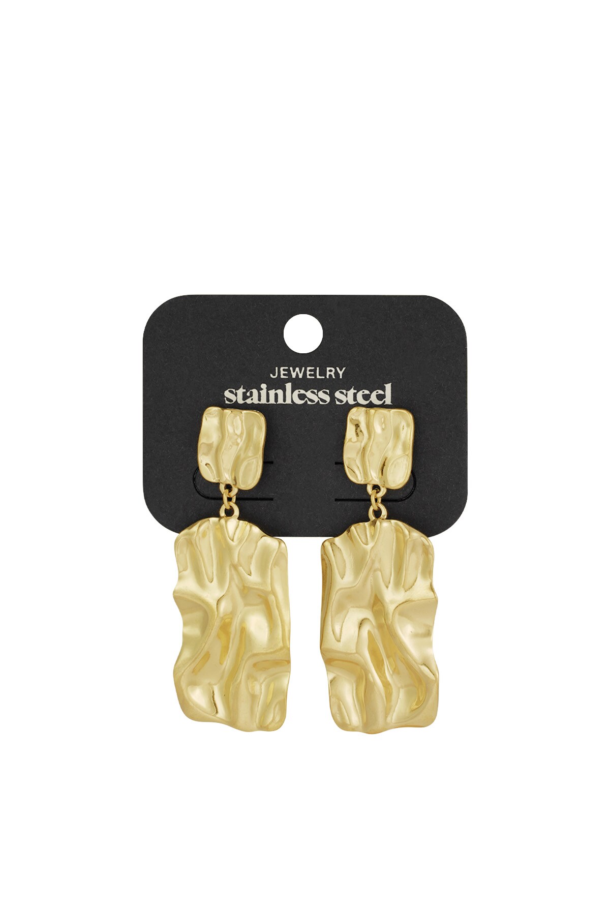 Long statement texture earrings - Gold color h5 Picture3