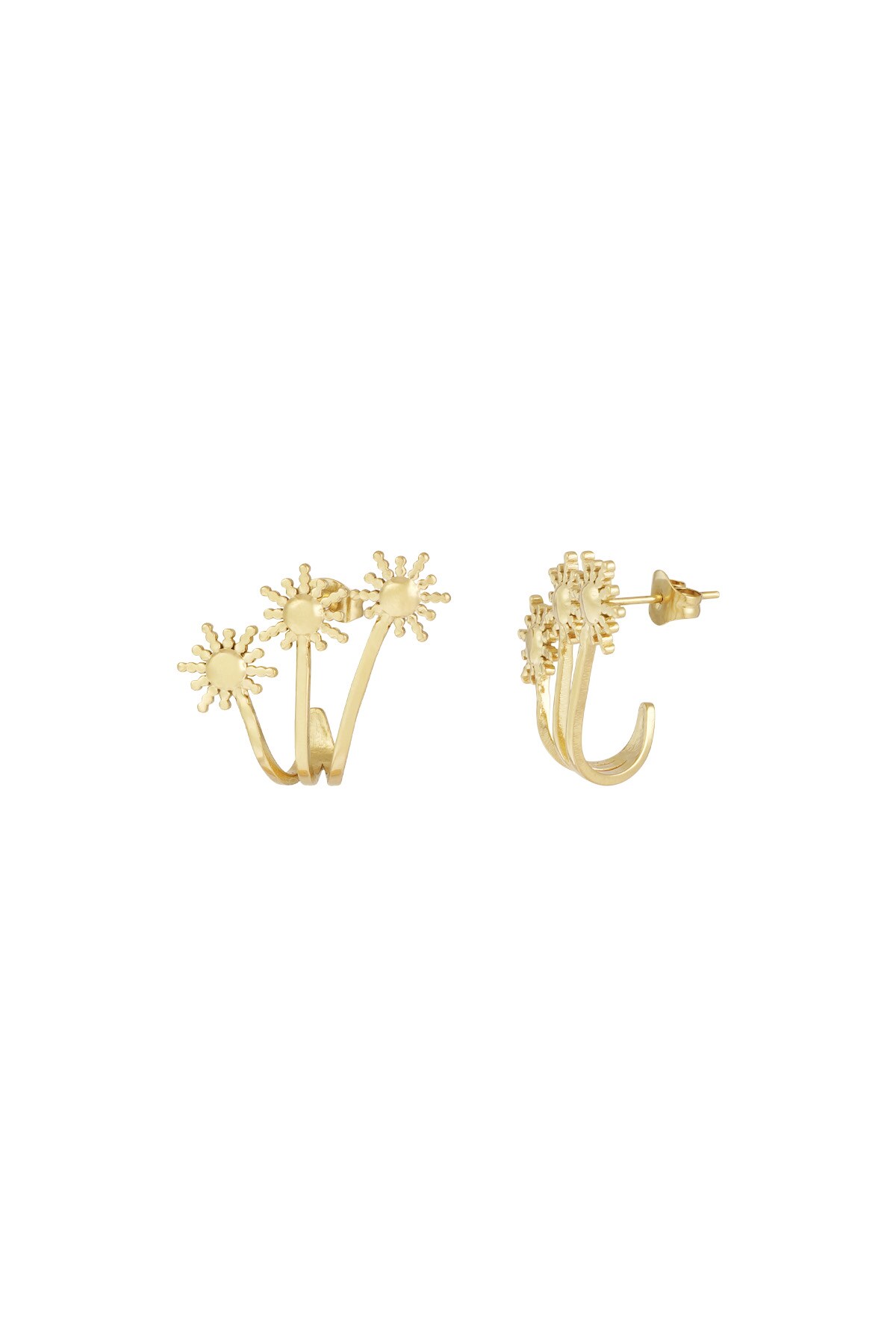 Three Sunnies earrings - Gold color 