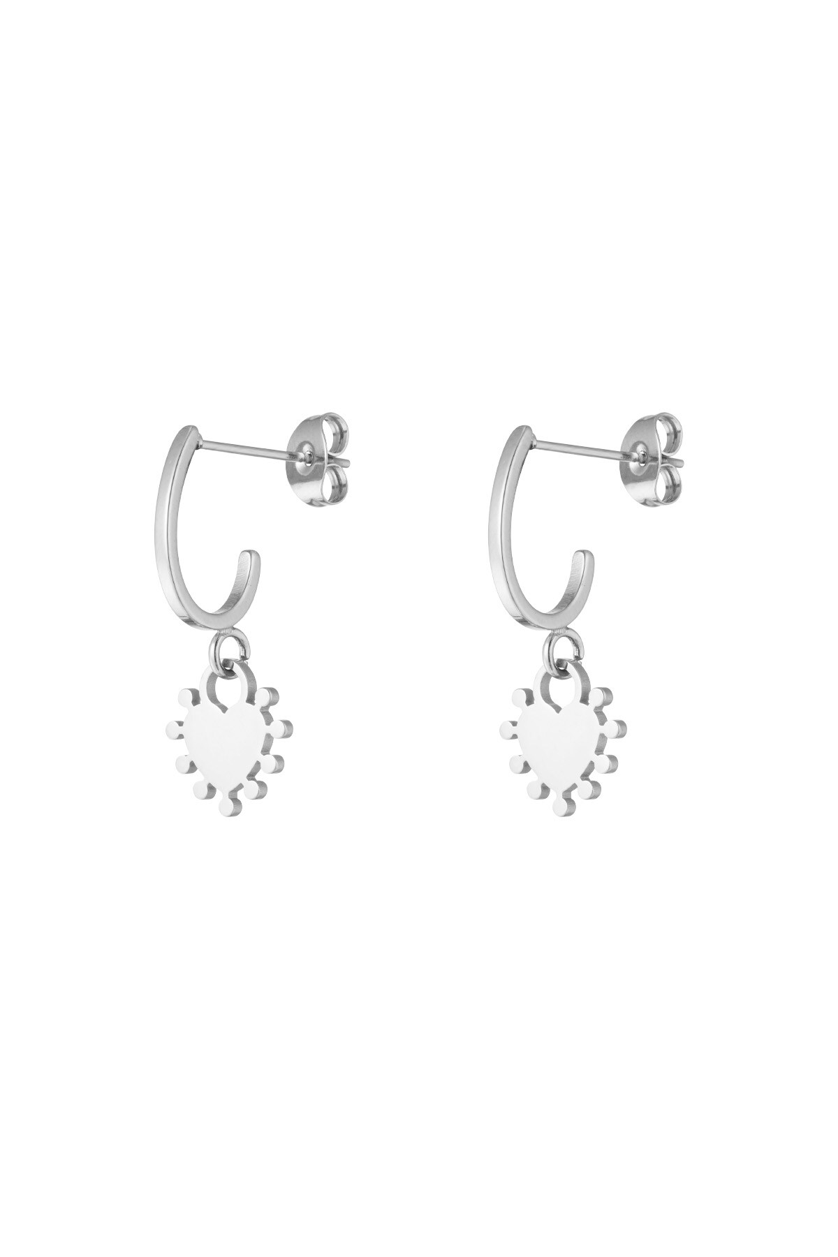 Dangling Heart earrings - Silver color h5 