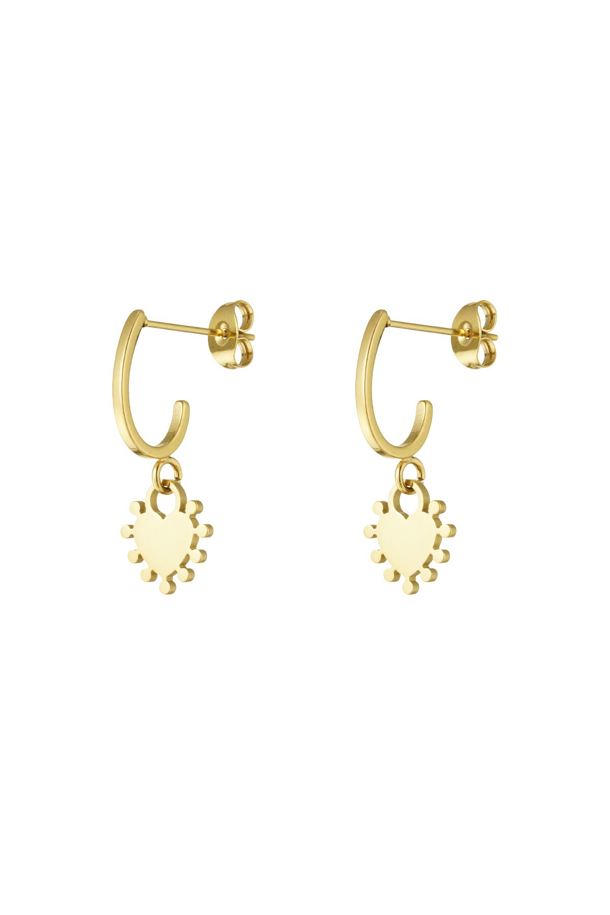 Dangling Heart earrings - Gold color 