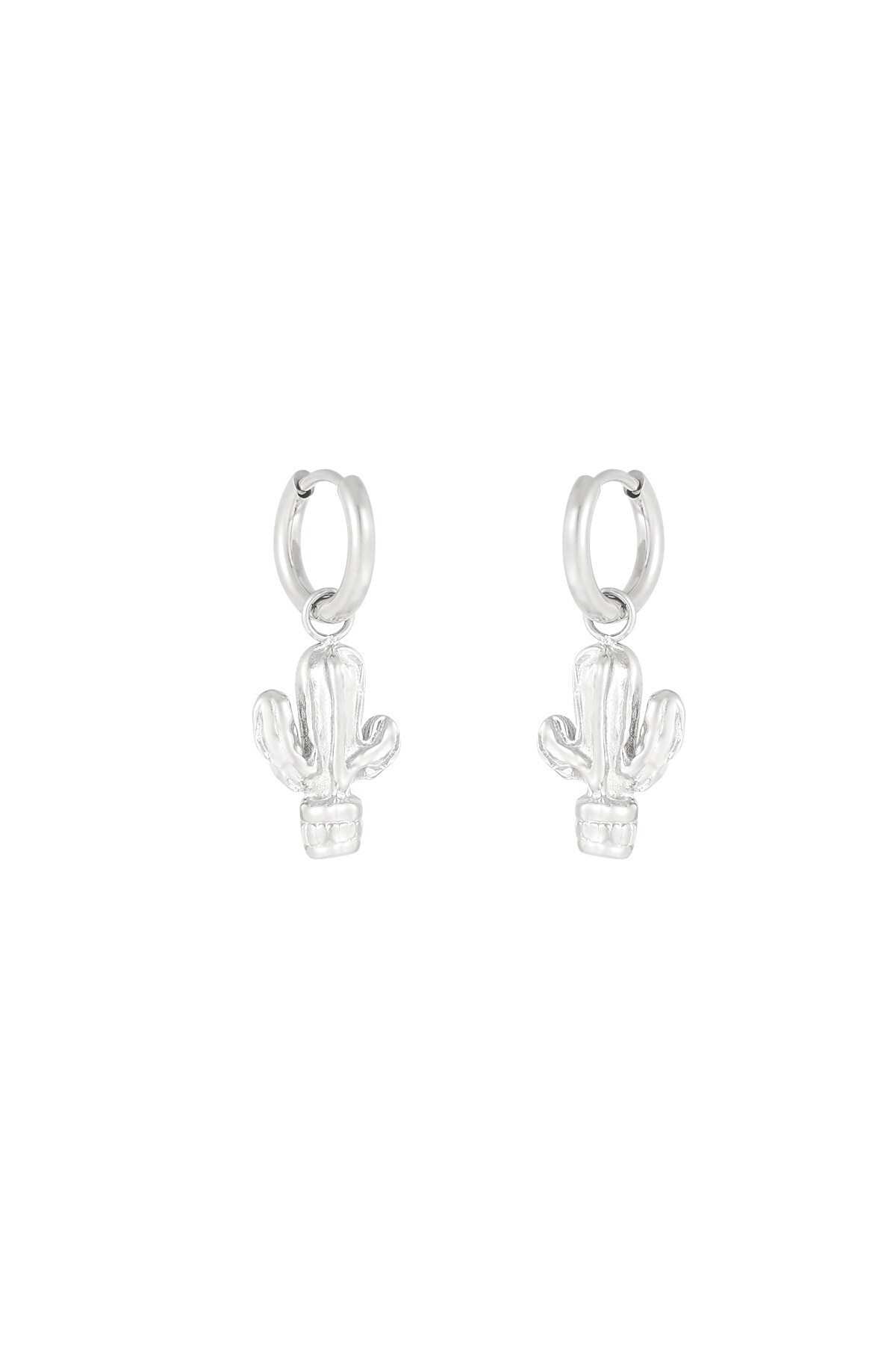 cactus earrings - Silver color h5 