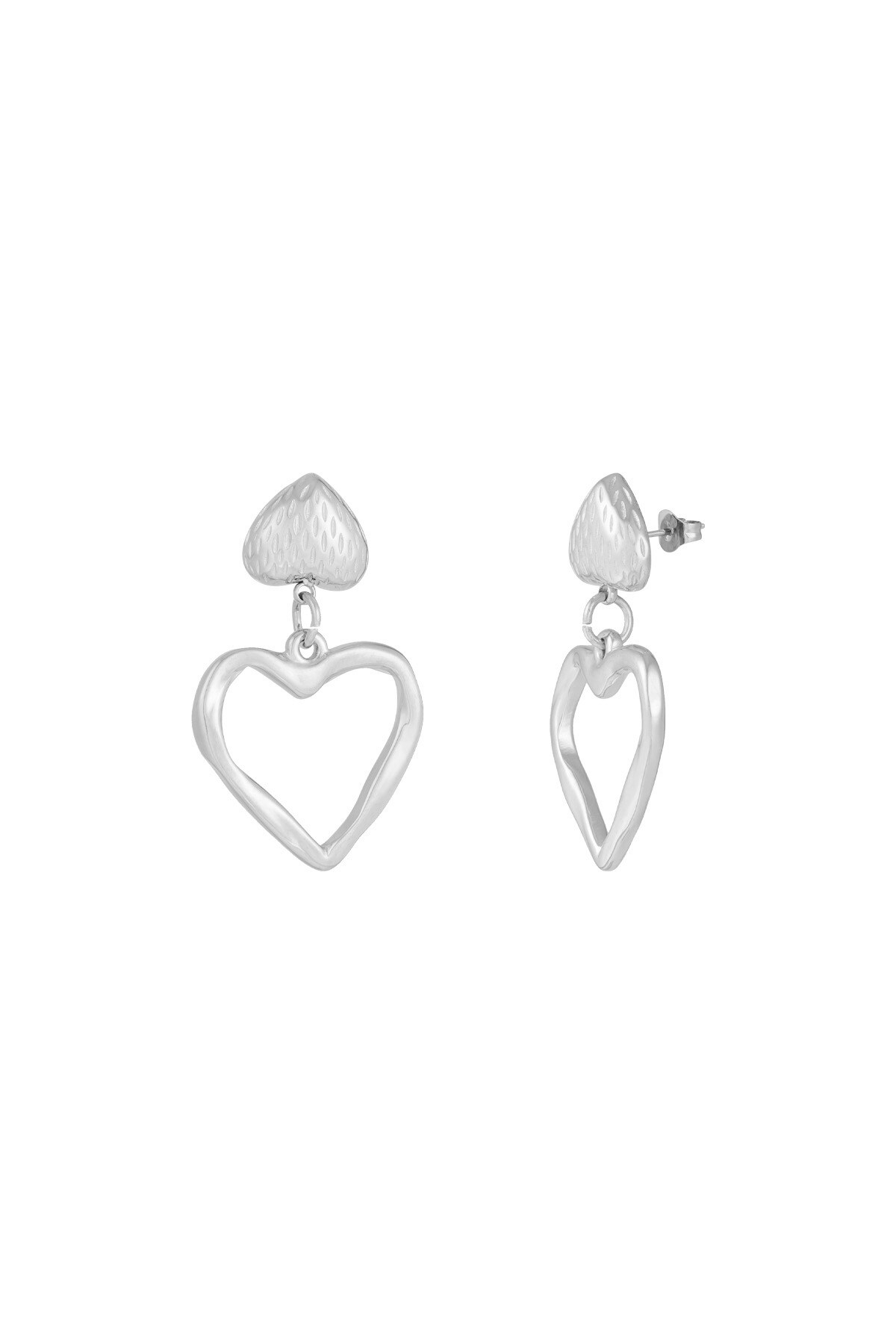 Two Hearts earrings - Silver color h5 