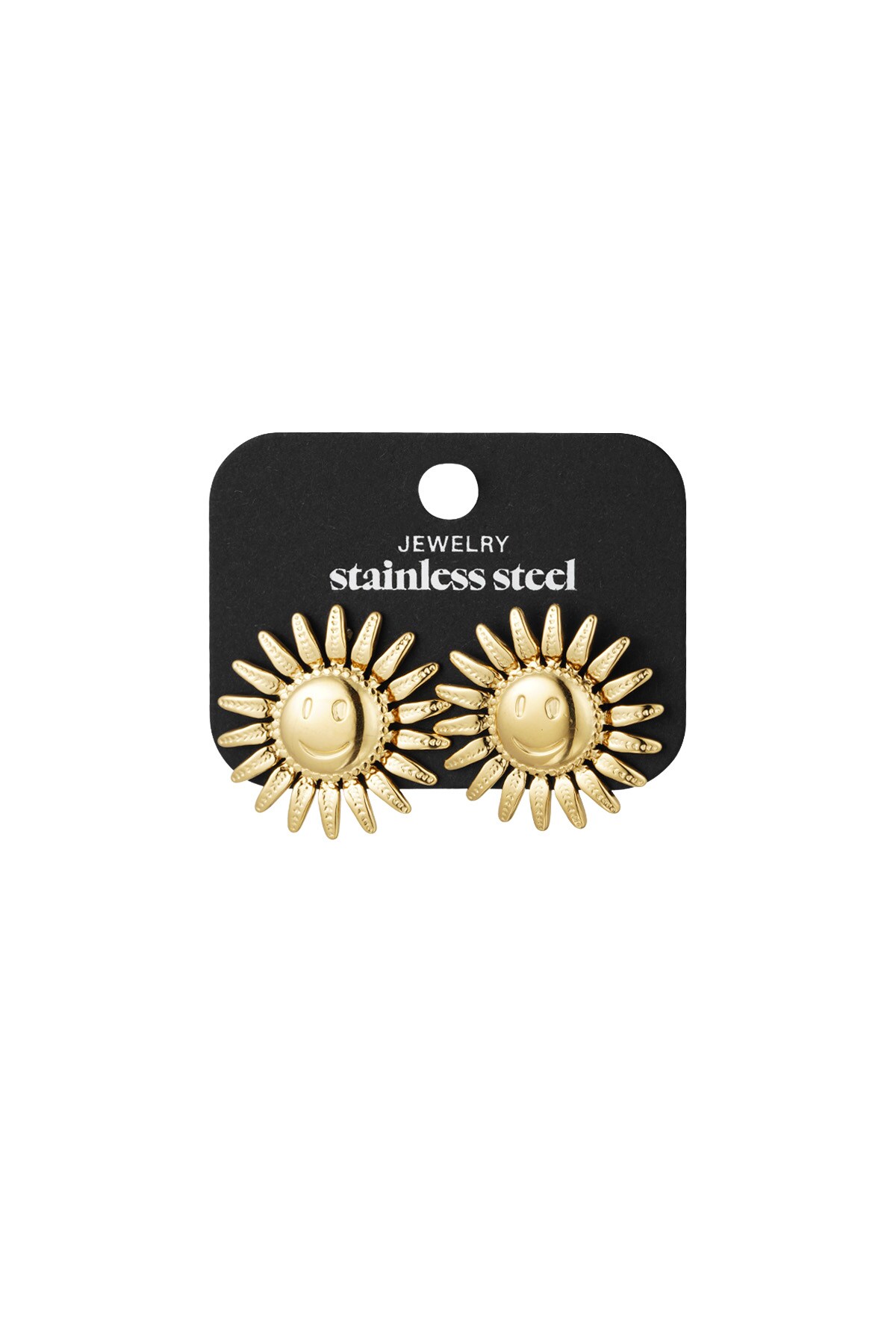 Smiling sun earrings - Gold color h5 Picture3