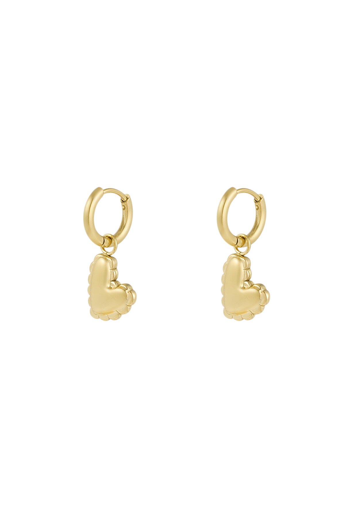 Small hanging heart charm earrings - Gold color h5 