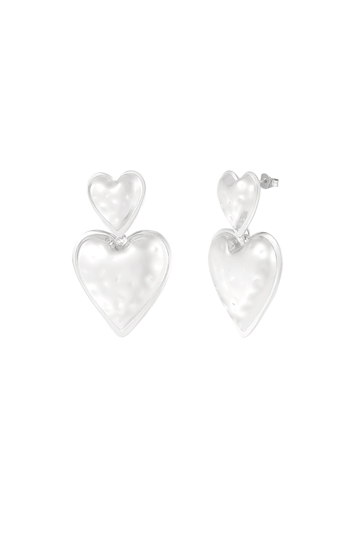 Heart Duo earrings - Silver color h5 