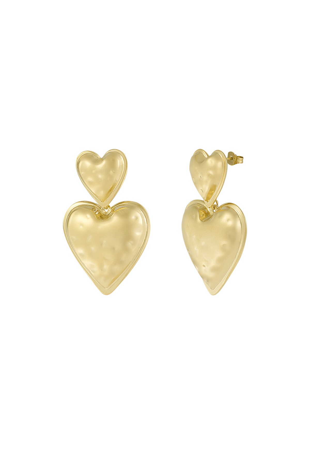 Heart Duo Earrings - Gold color h5 