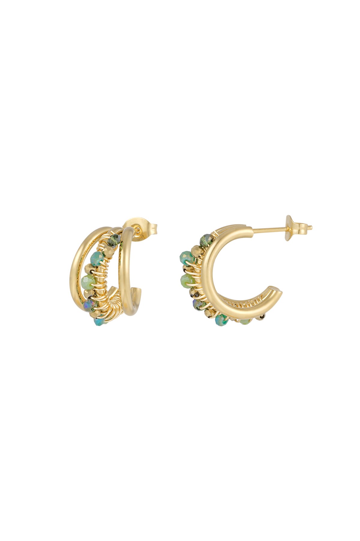 Bead bliss earrings - green & gold h5 