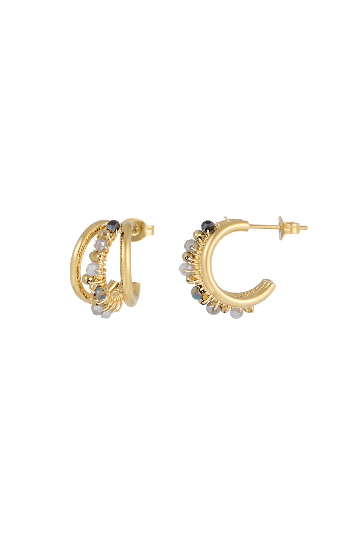 Bead bliss earrings - beige & gold h5 