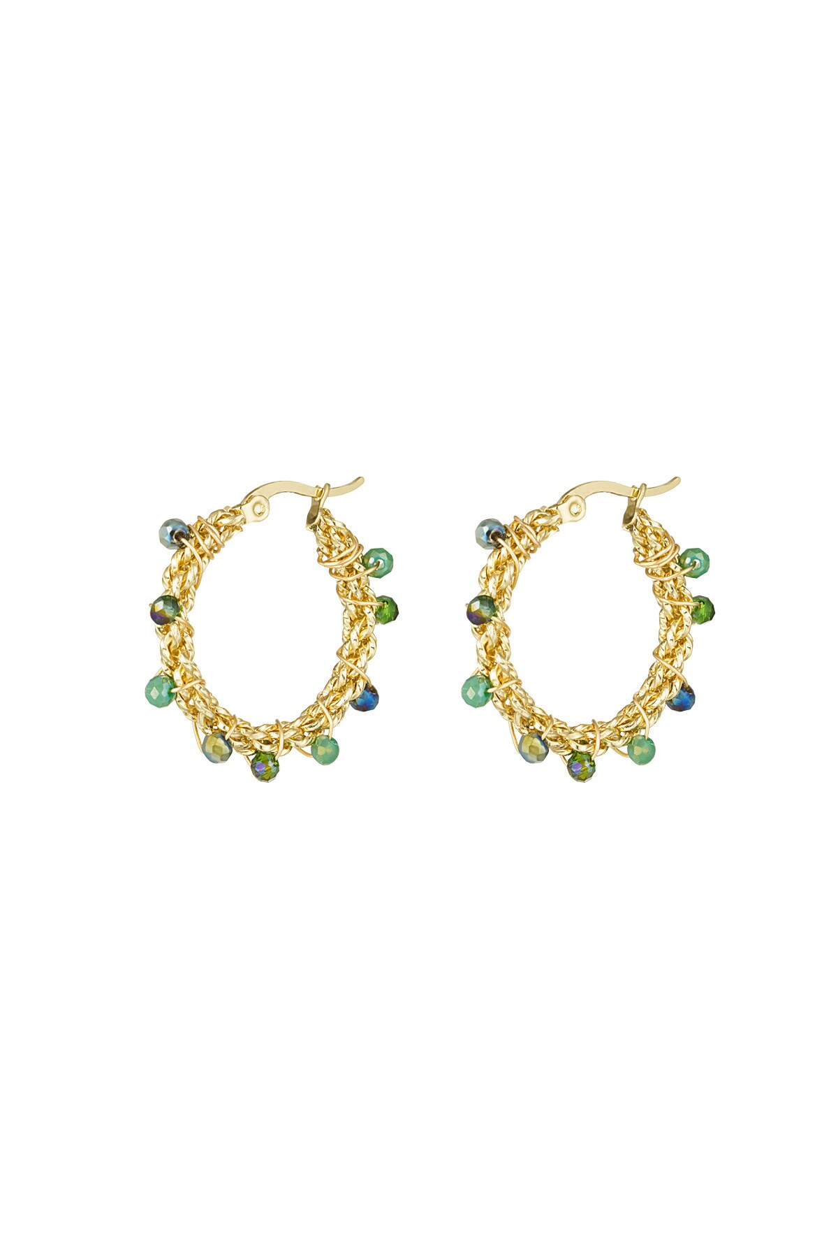 Bright bead earrings - green h5 