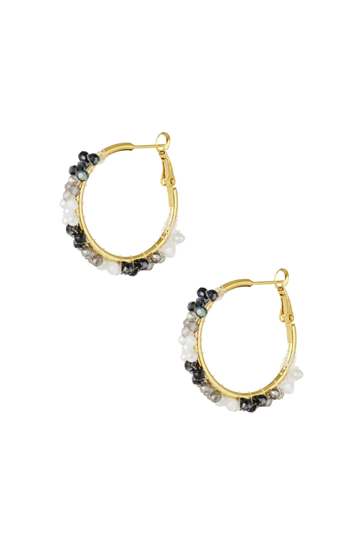 Bead fiesta earrings - black & grey 