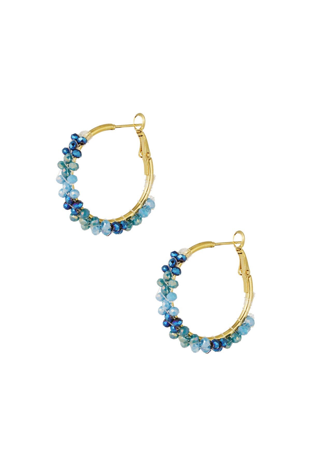 Bead fiesta earrings - blue & gold 