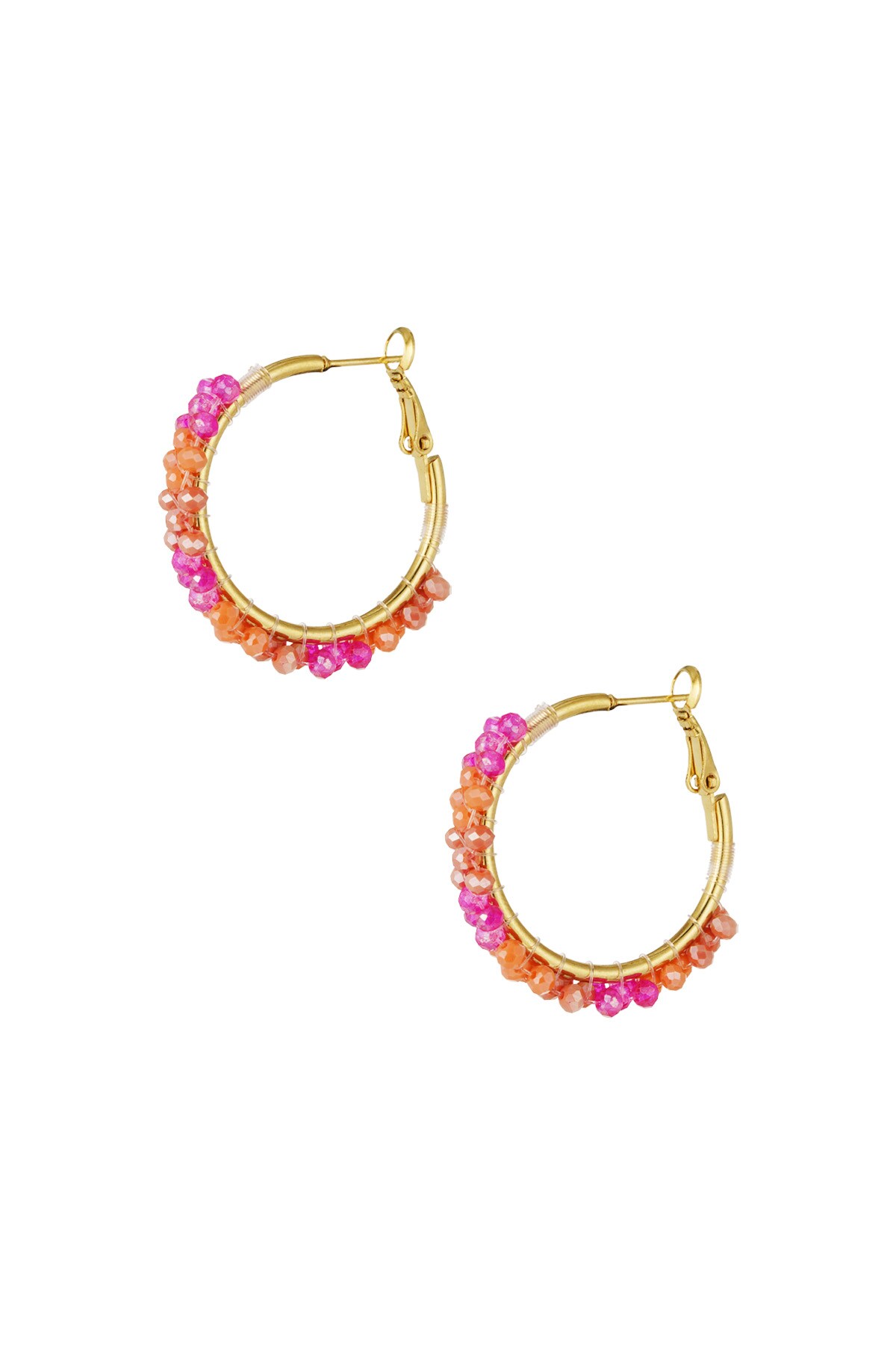 Bead fiesta earrings - pink & orange h5 