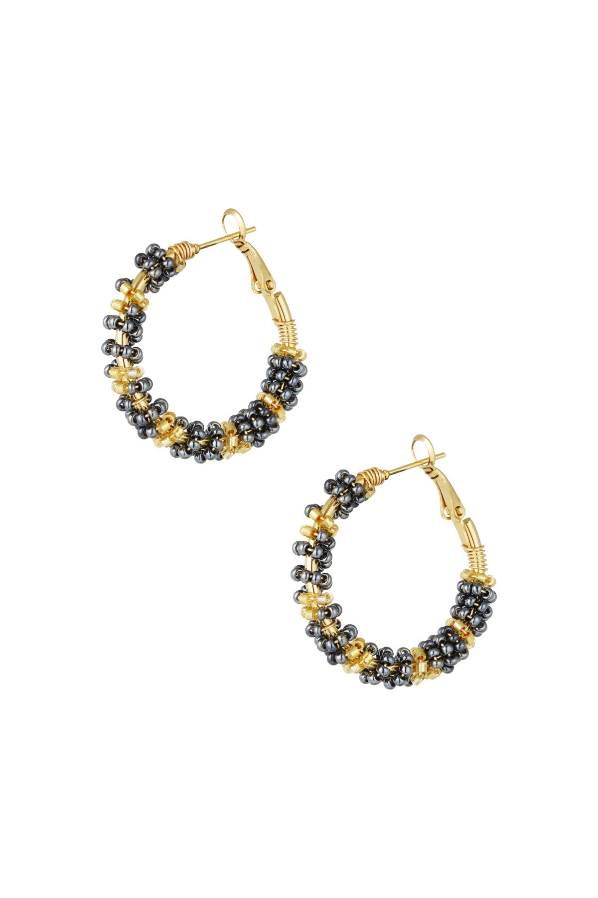 Beads of joy earrings - black & gold 