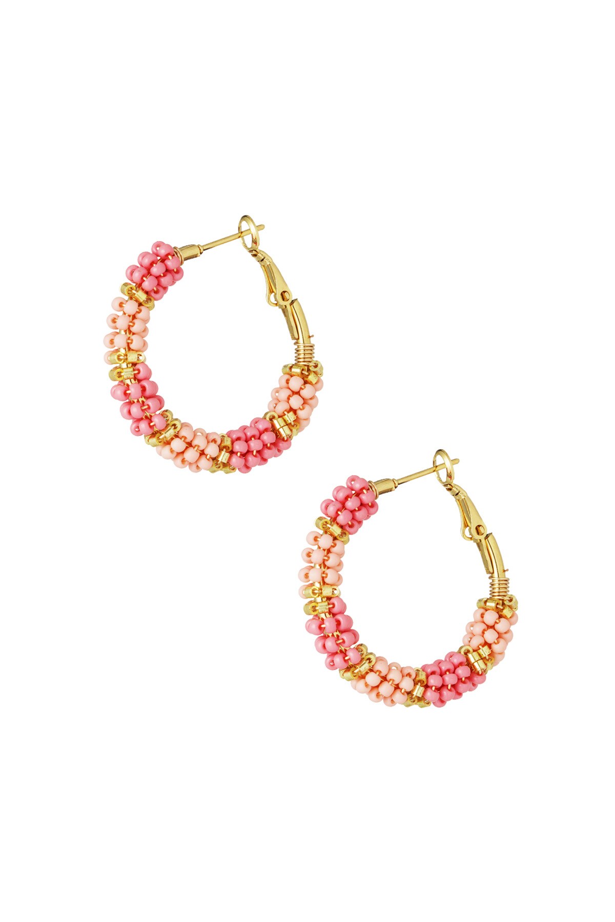 Beads of joy earrings - pink & gold 