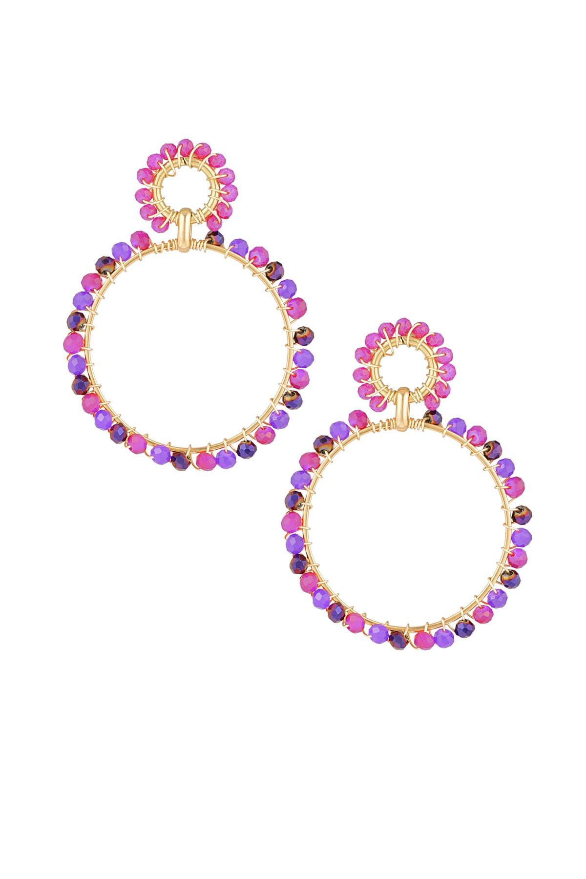 Circle of colours earrings - Fuchsia 