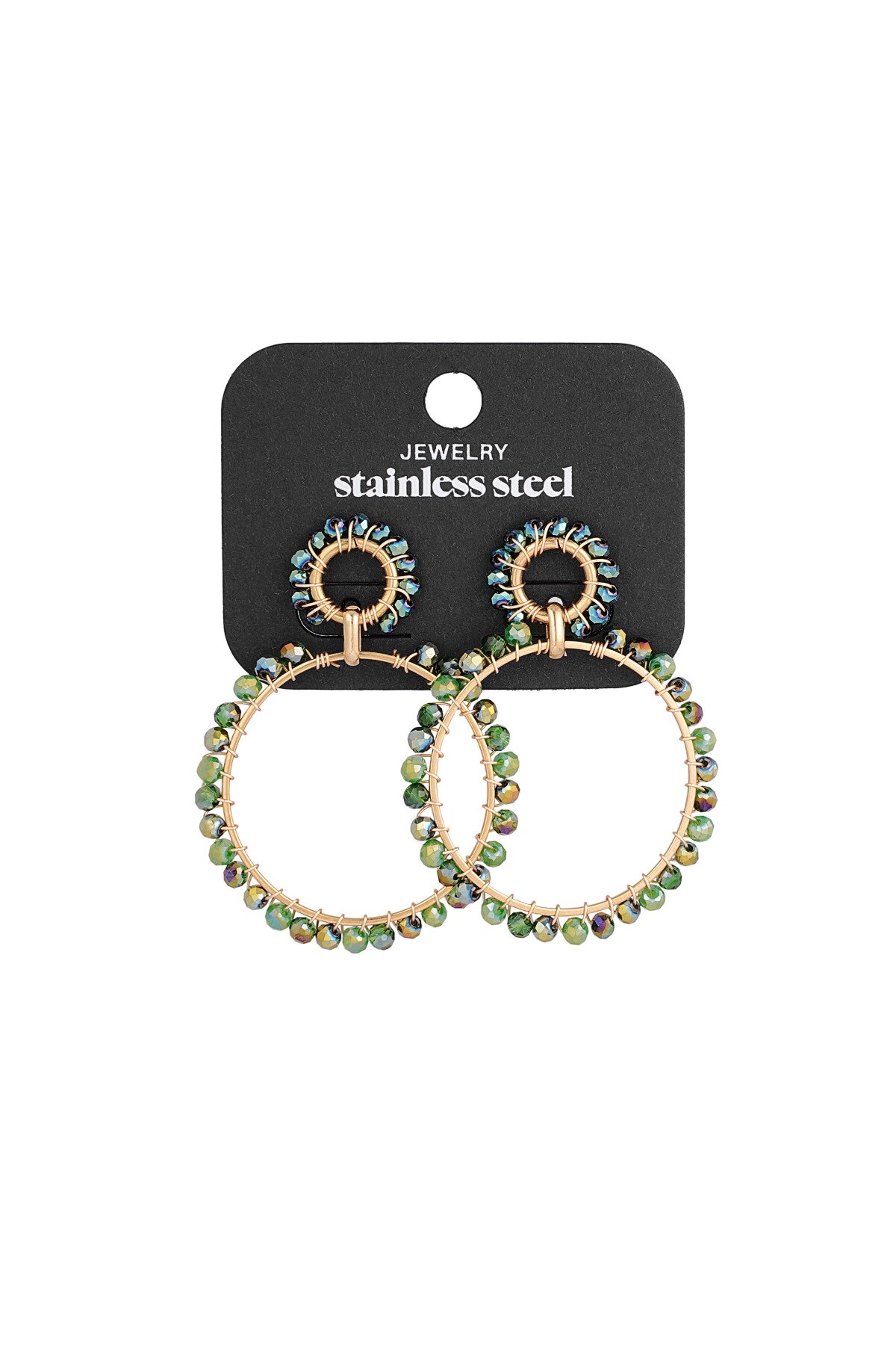 Circle of colours earrings - green & gold h5 Picture3