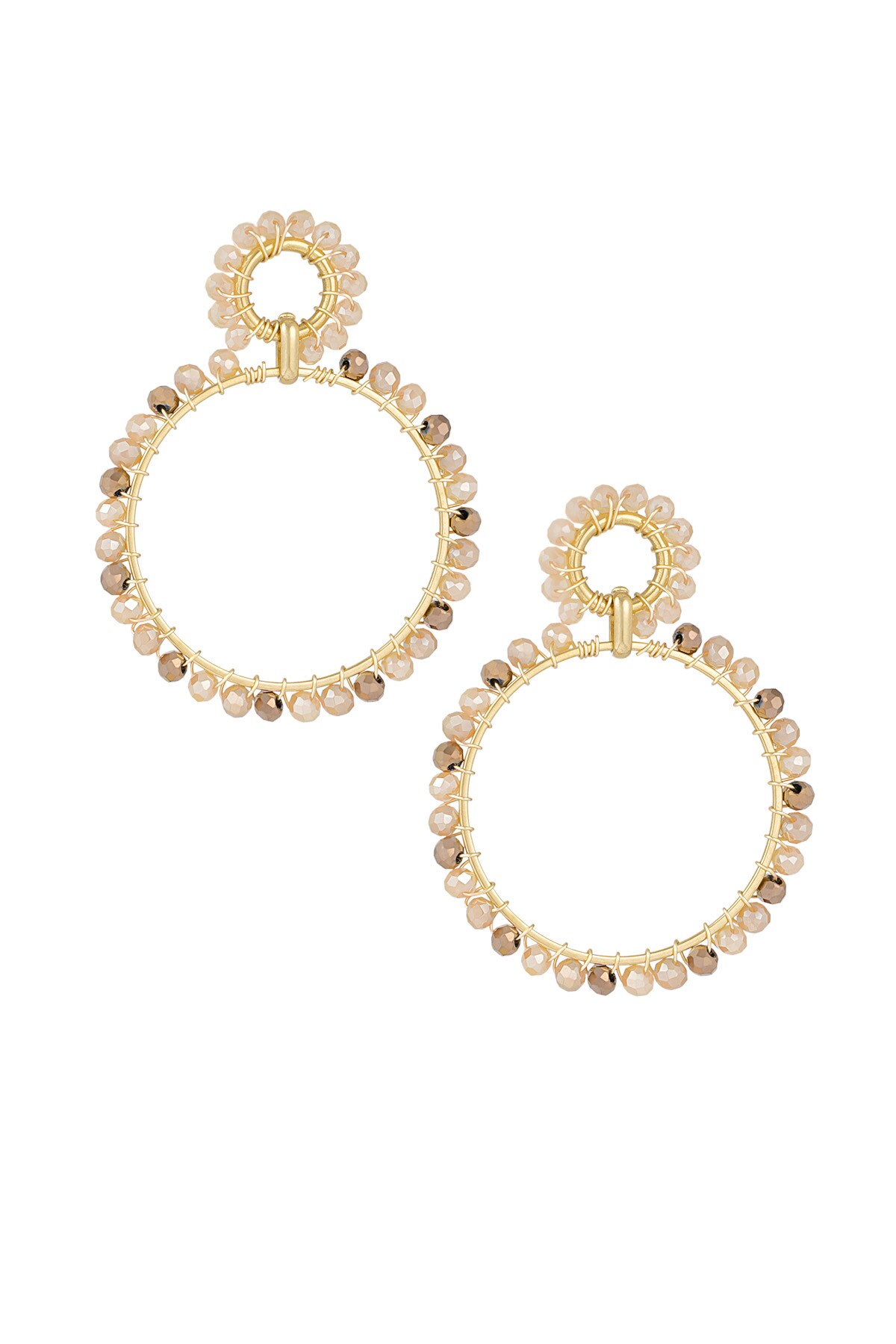 Circle of colours earrings - beige & gold h5 