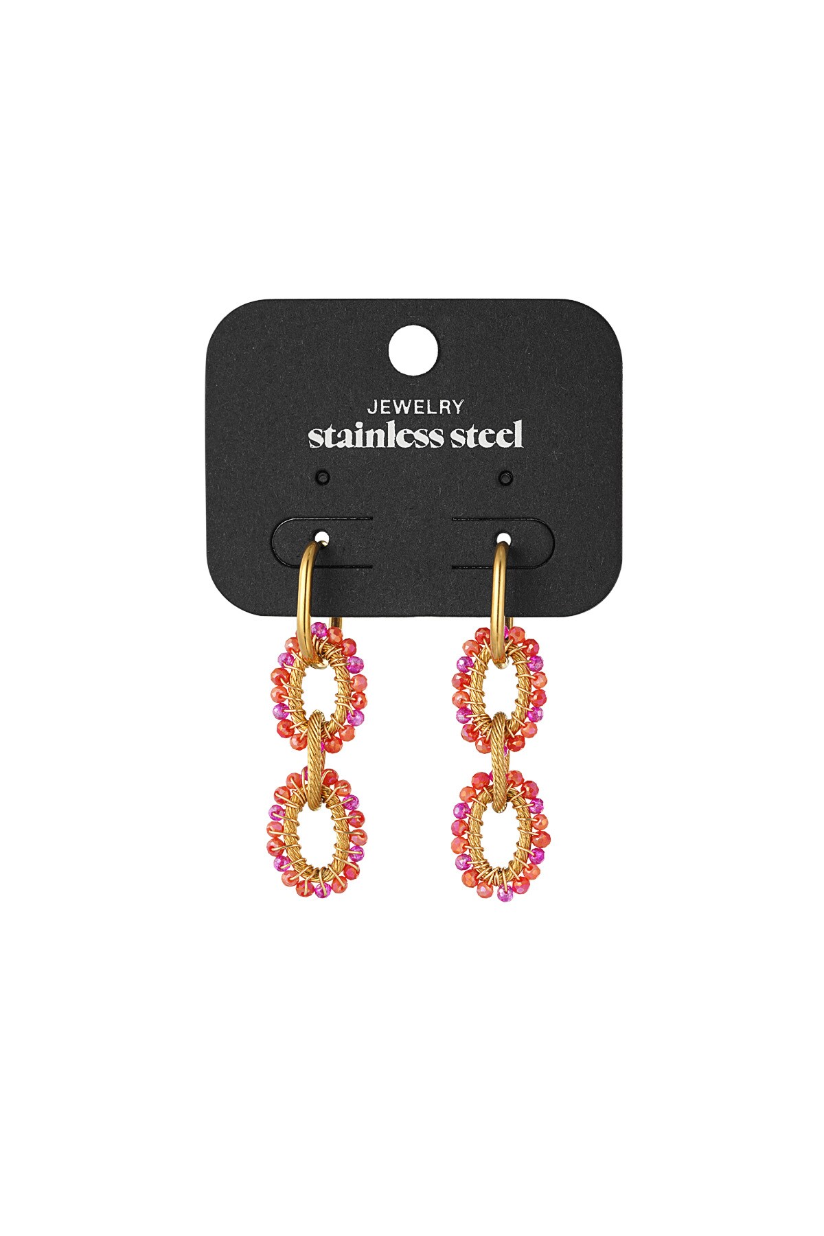 Bead party earrings - orange & pink Picture3