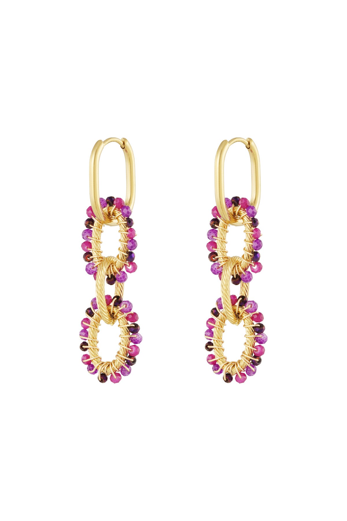 Bead party earrings - purple 