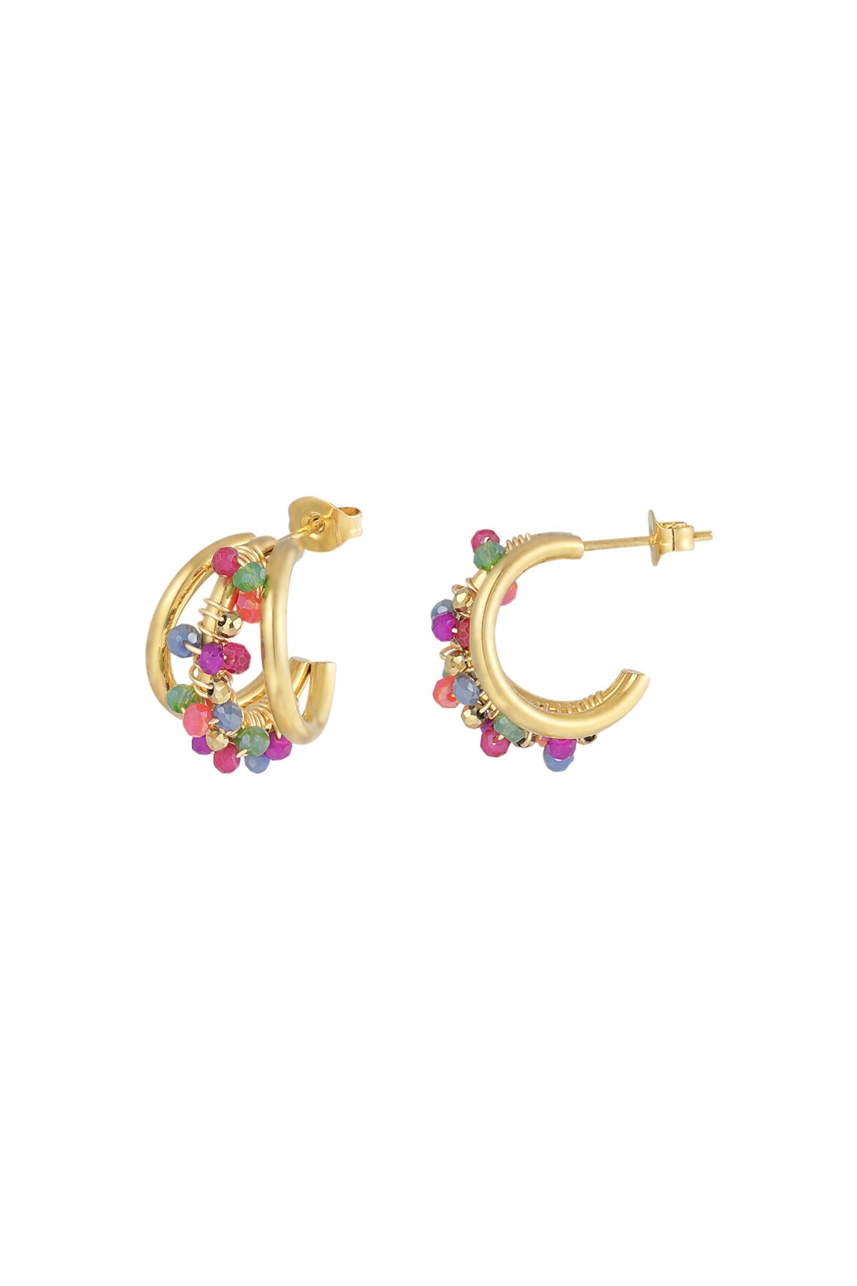 Small beads hoops earrings - multi h5 